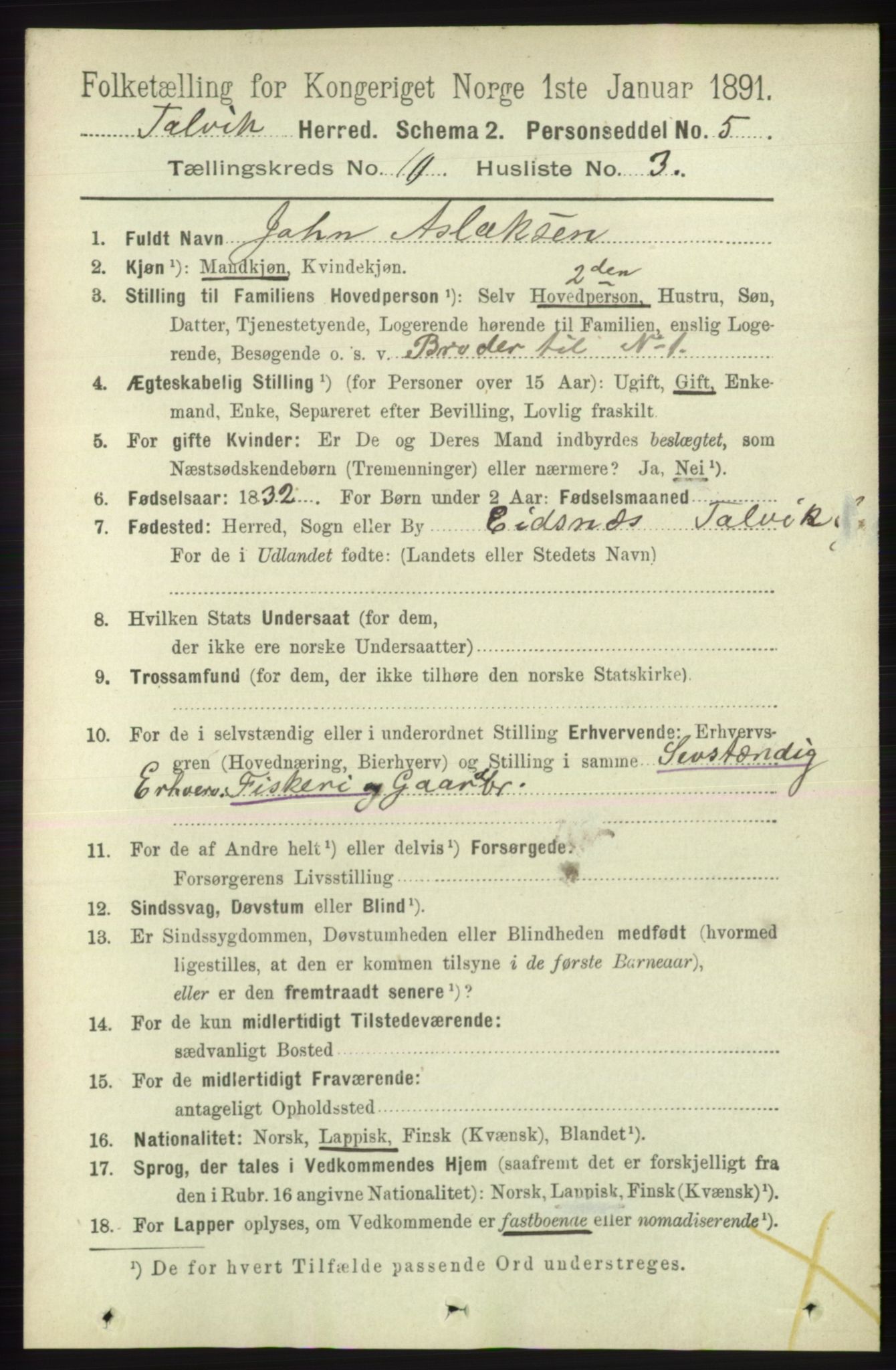 RA, 1891 census for 2013 Talvik, 1891, p. 2350