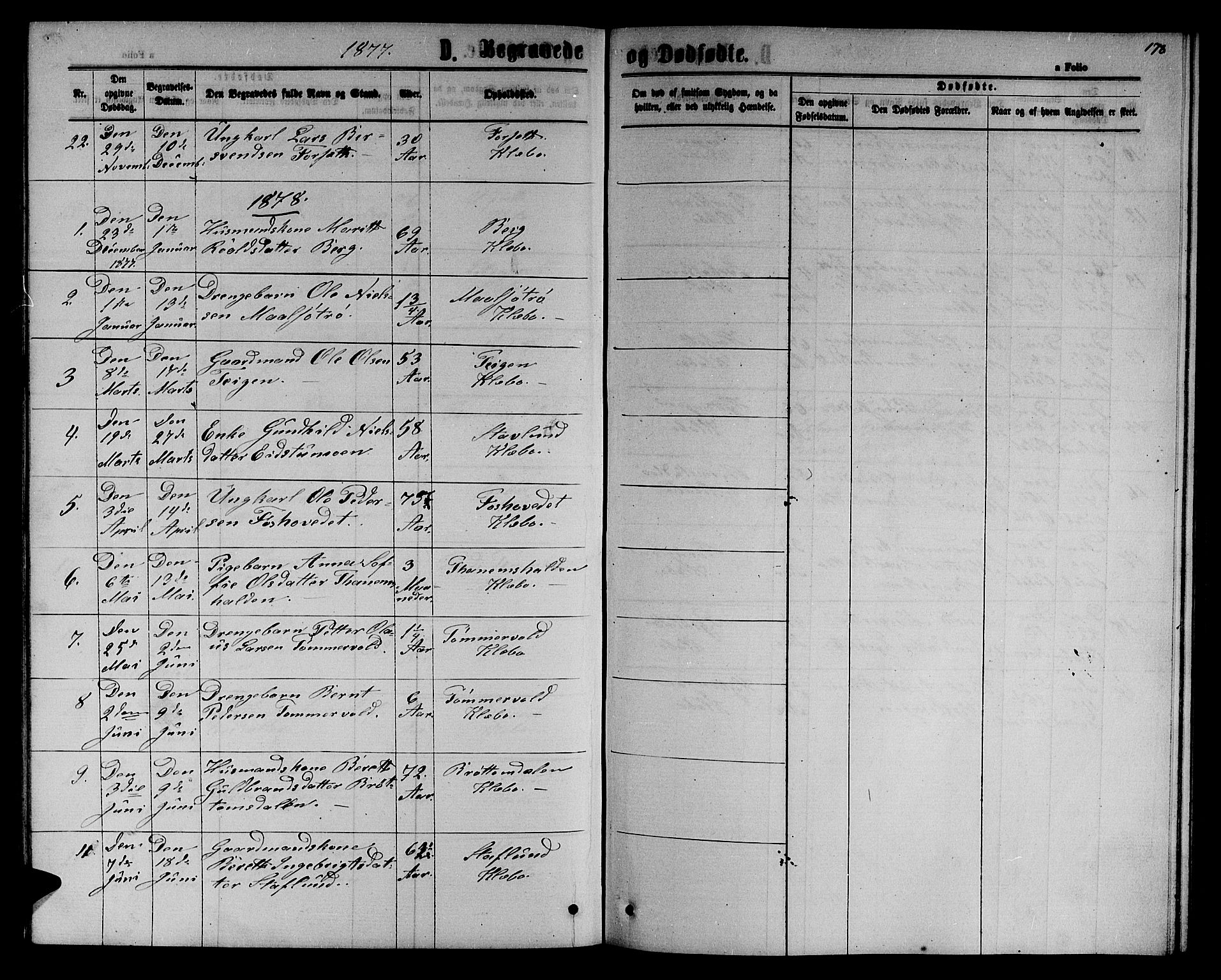 Ministerialprotokoller, klokkerbøker og fødselsregistre - Sør-Trøndelag, SAT/A-1456/618/L0451: Parish register (copy) no. 618C02, 1865-1883, p. 178