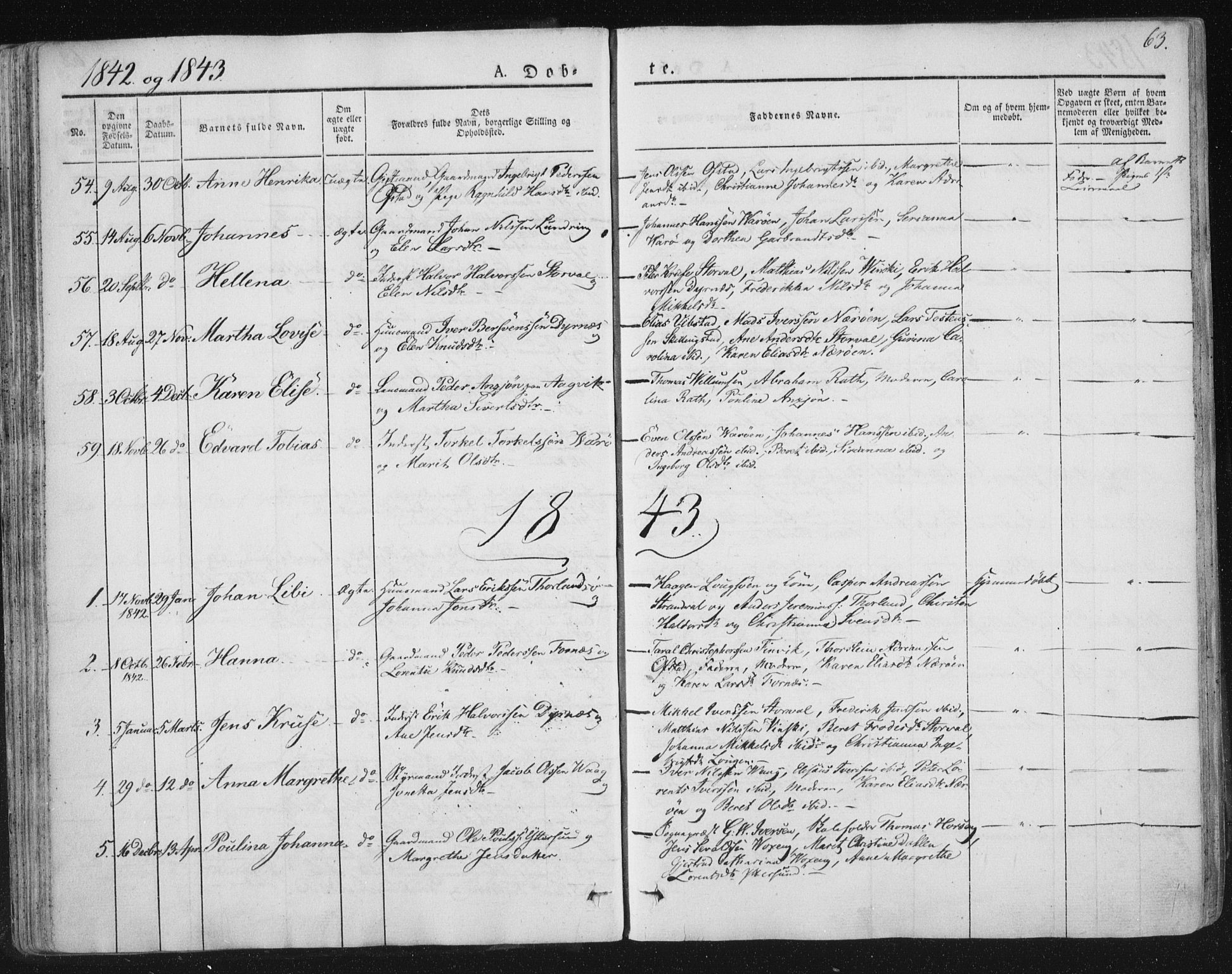 Ministerialprotokoller, klokkerbøker og fødselsregistre - Nord-Trøndelag, SAT/A-1458/784/L0669: Parish register (official) no. 784A04, 1829-1859, p. 63