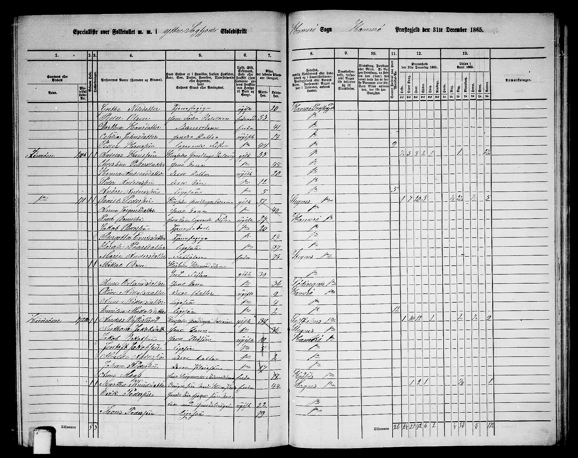 RA, 1865 census for Hamarøy, 1865, p. 73