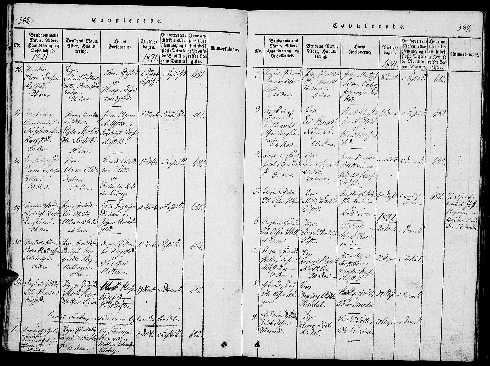 Lesja prestekontor, AV/SAH-PREST-068/H/Ha/Haa/L0004: Parish register (official) no. 4, 1820-1829, p. 382-384