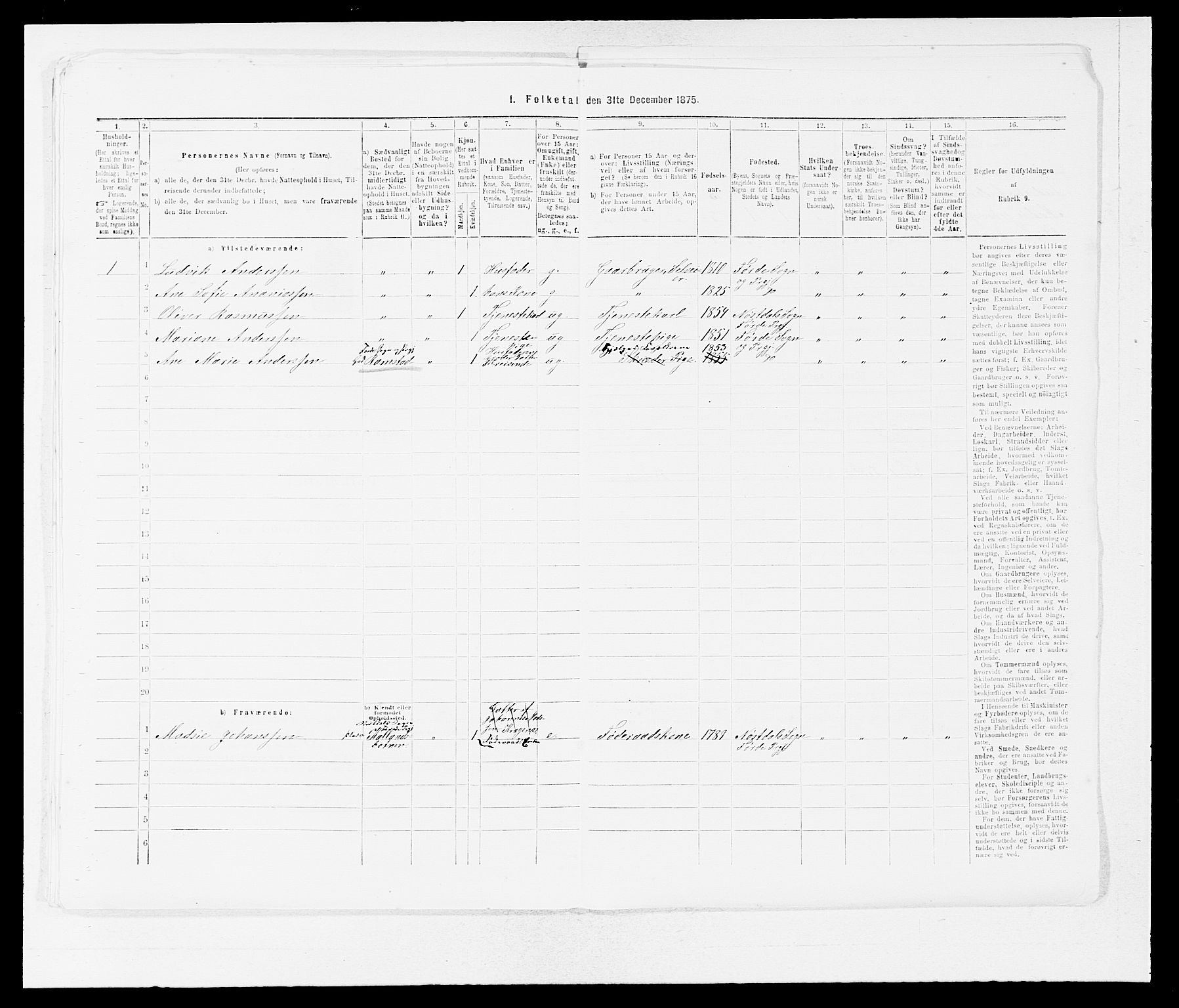 SAB, 1875 census for 1432P Førde, 1875, p. 1032