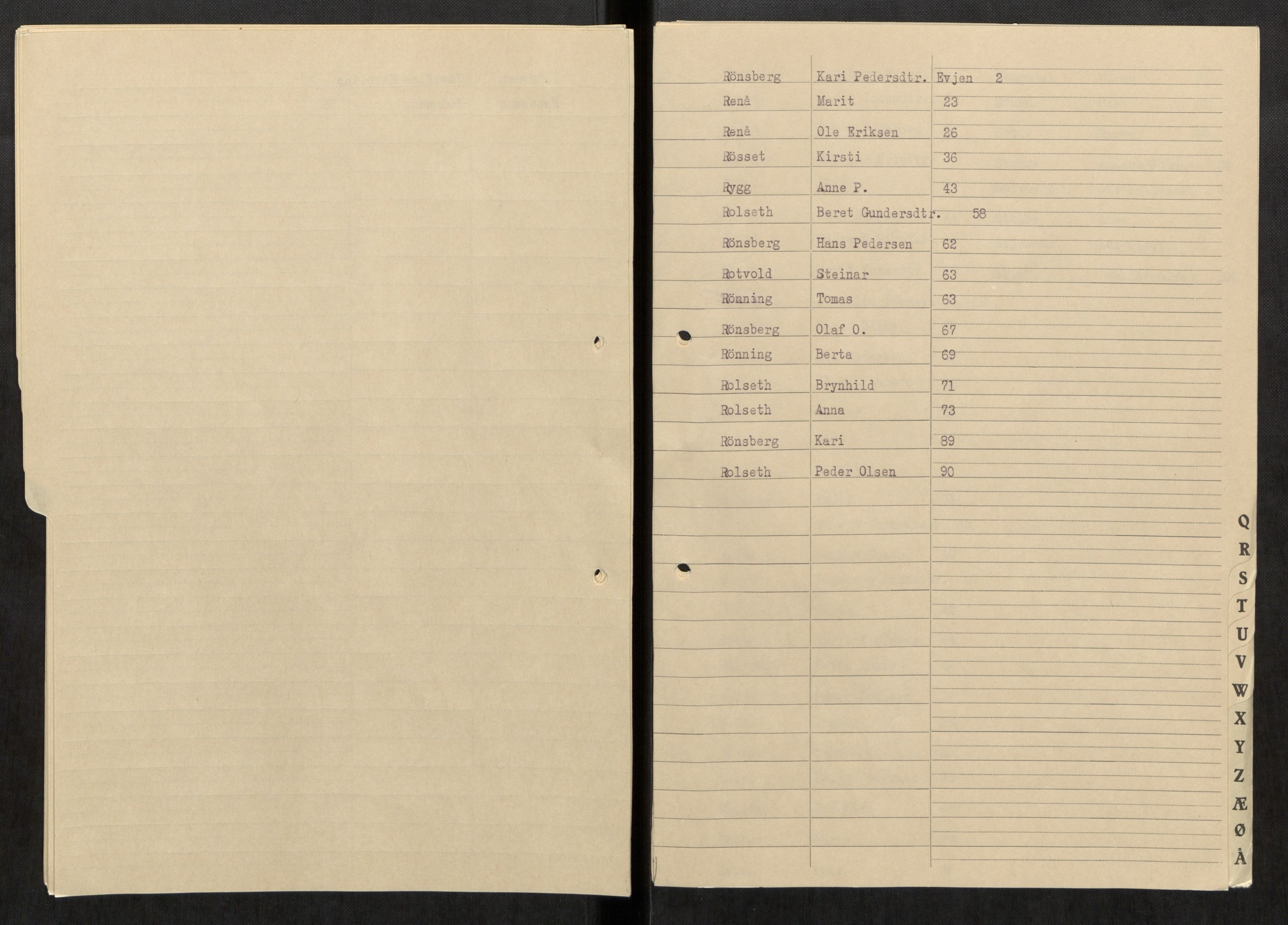 Selbu lensmannskontor, AV/SAT-A-1081/2/G/Ga/L0009: Register over dødsfallsprotokoller , 1911-1962