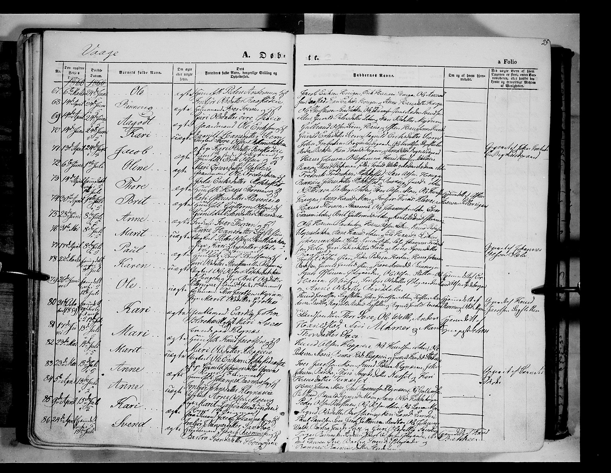 Vågå prestekontor, AV/SAH-PREST-076/H/Ha/Haa/L0006: Parish register (official) no. 6 /1, 1856-1872, p. 25