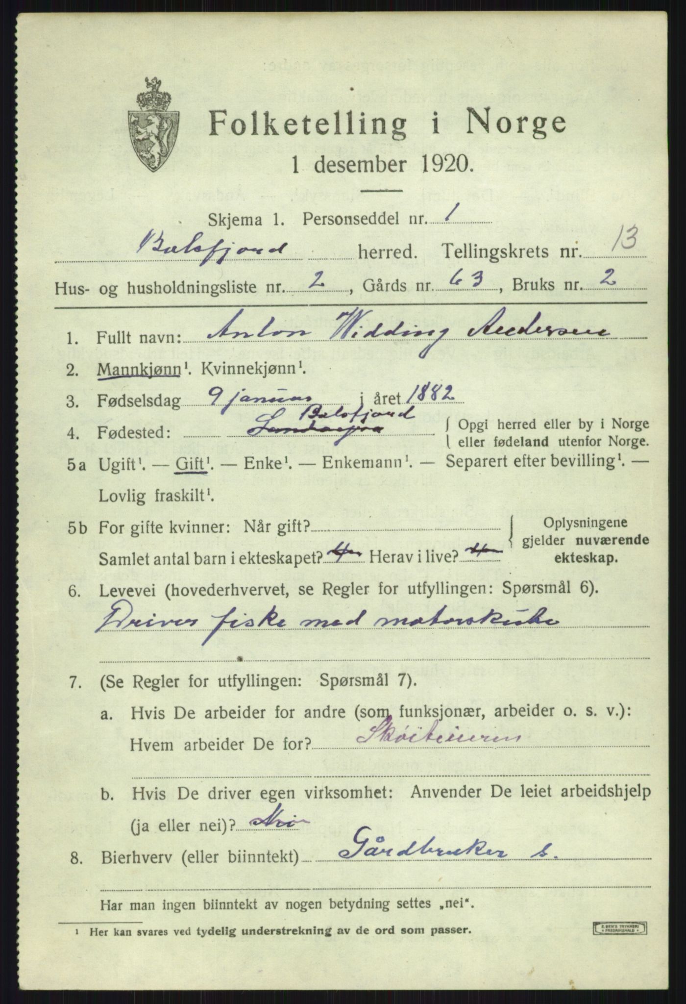 SATØ, 1920 census for Balsfjord, 1920, p. 7606