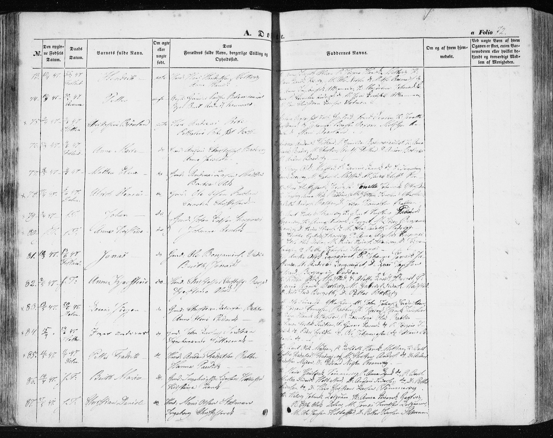 Ministerialprotokoller, klokkerbøker og fødselsregistre - Sør-Trøndelag, AV/SAT-A-1456/634/L0529: Parish register (official) no. 634A05, 1843-1851, p. 72