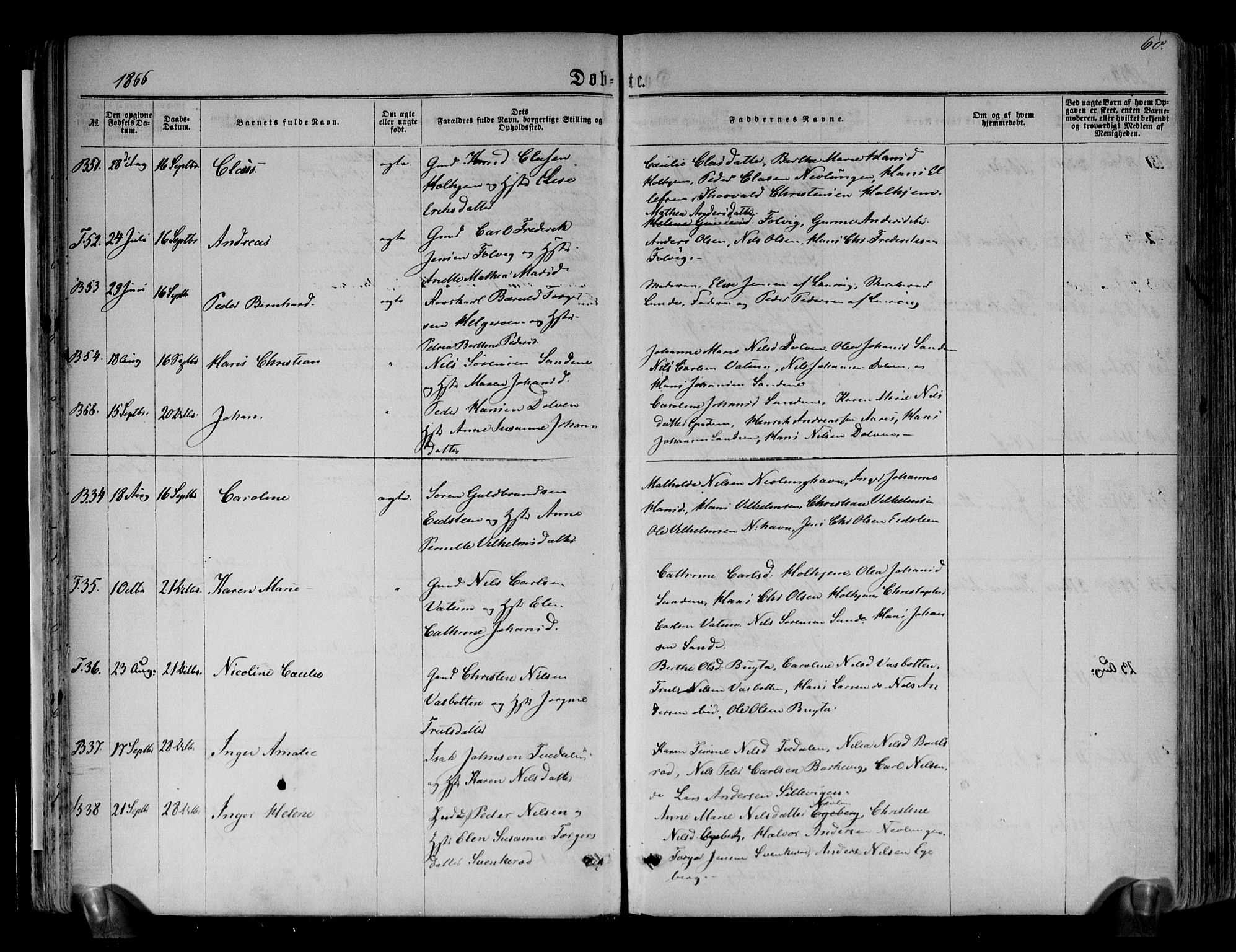 Brunlanes kirkebøker, AV/SAKO-A-342/F/Fa/L0005: Parish register (official) no. I 5, 1862-1877, p. 60