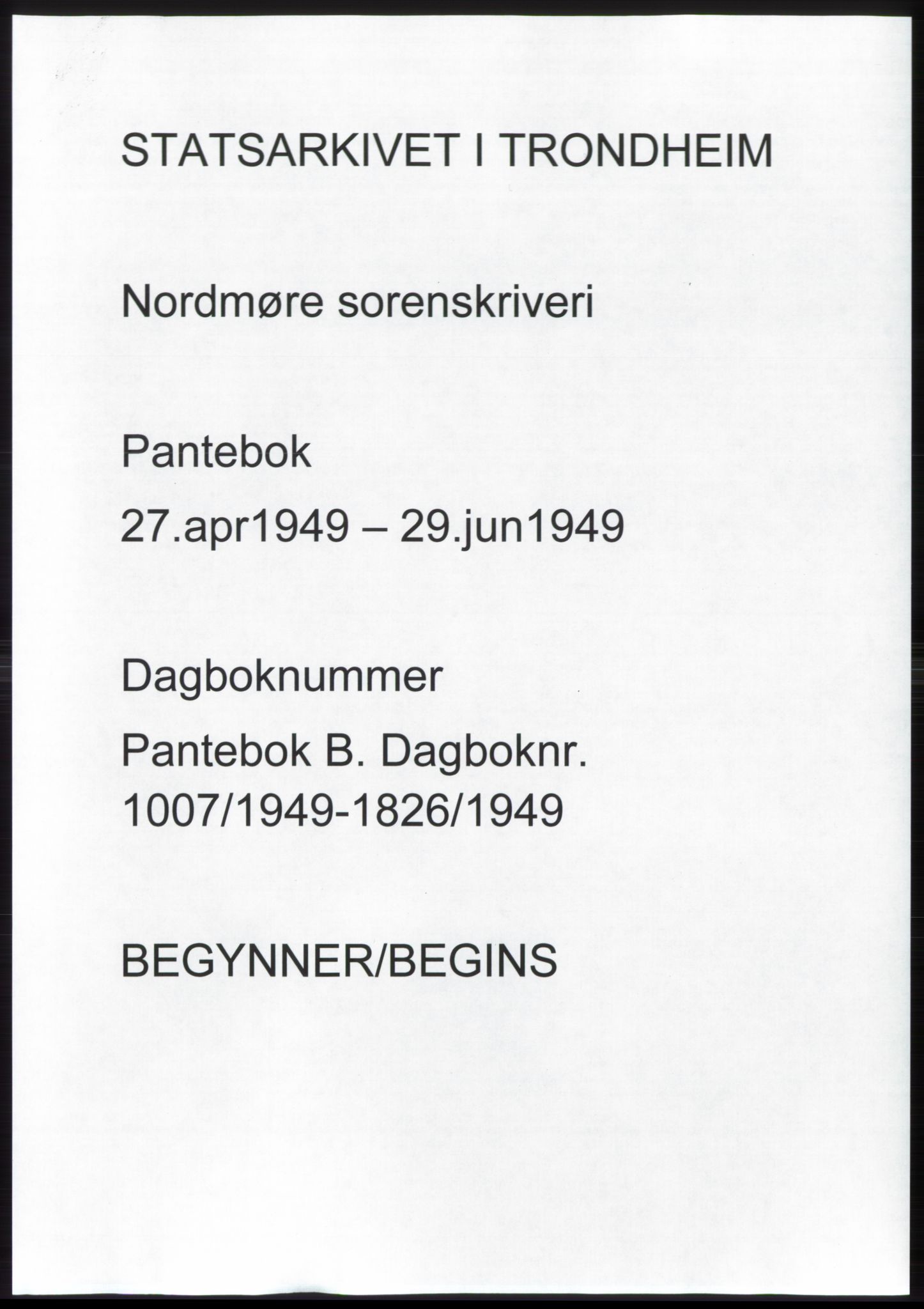 Nordmøre sorenskriveri, AV/SAT-A-4132/1/2/2Ca: Mortgage book no. B101, 1949-1949