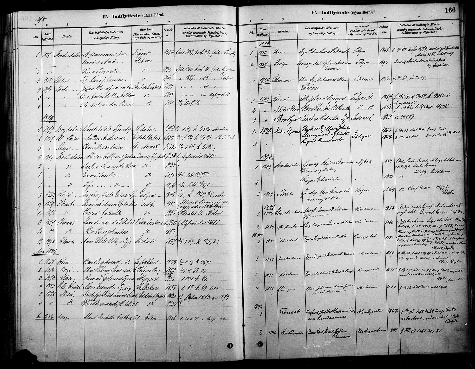 Tolga prestekontor, AV/SAH-PREST-062/L/L0007: Parish register (copy) no. 7, 1878-1919, p. 166