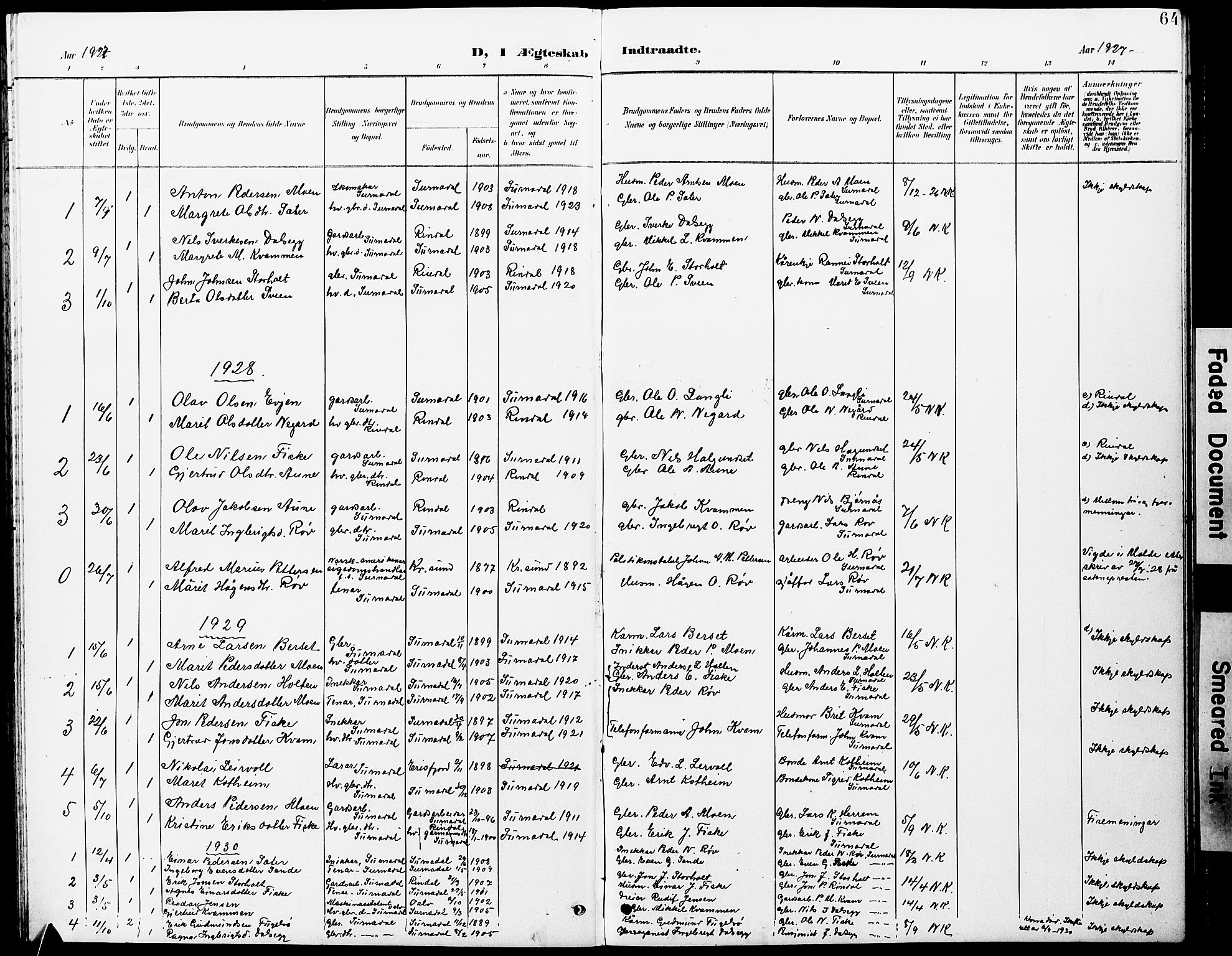 Ministerialprotokoller, klokkerbøker og fødselsregistre - Møre og Romsdal, SAT/A-1454/597/L1065: Parish register (copy) no. 597C02, 1899-1930, p. 64