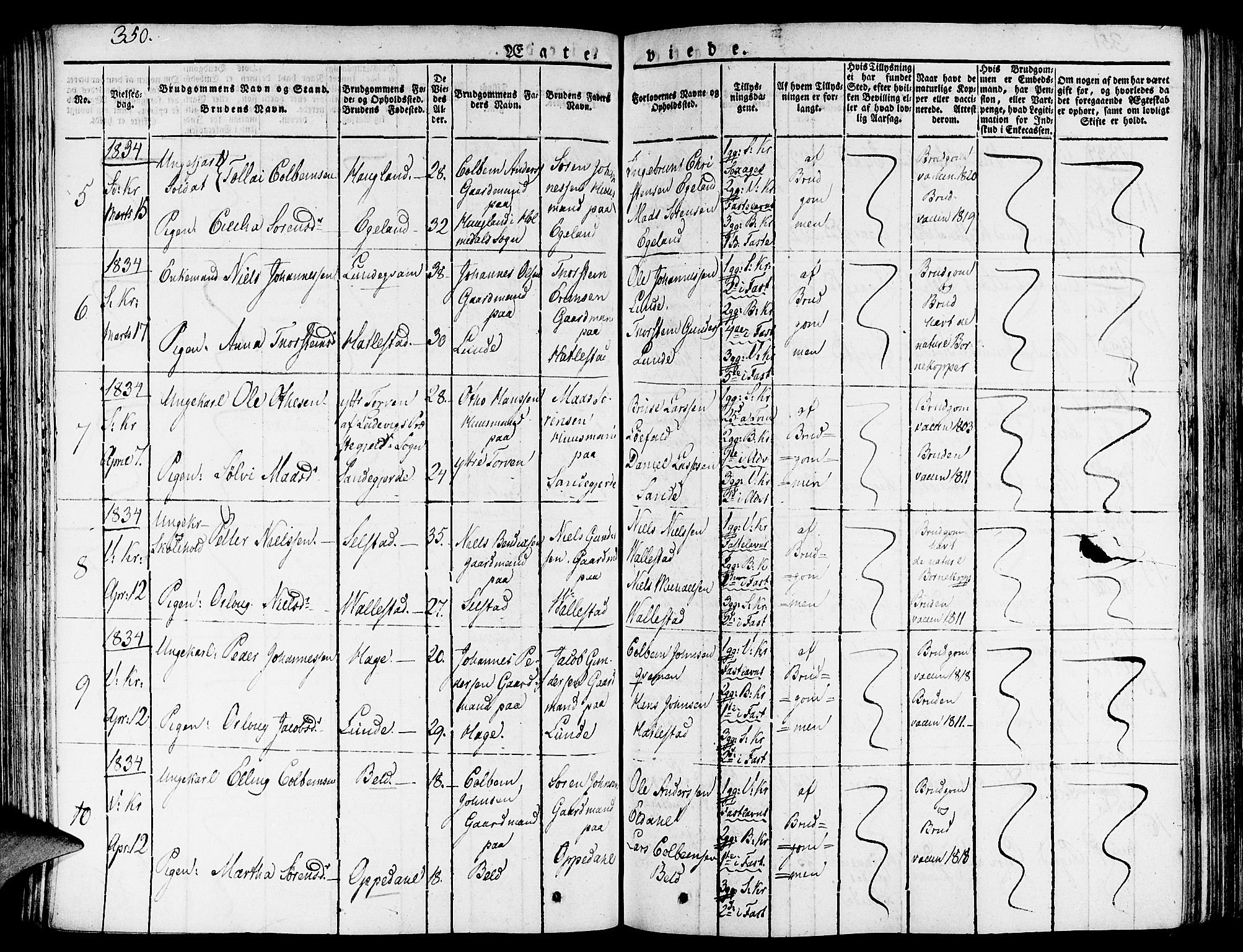 Gaular sokneprestembete, SAB/A-80001/H/Haa: Parish register (official) no. A 3, 1821-1840, p. 350