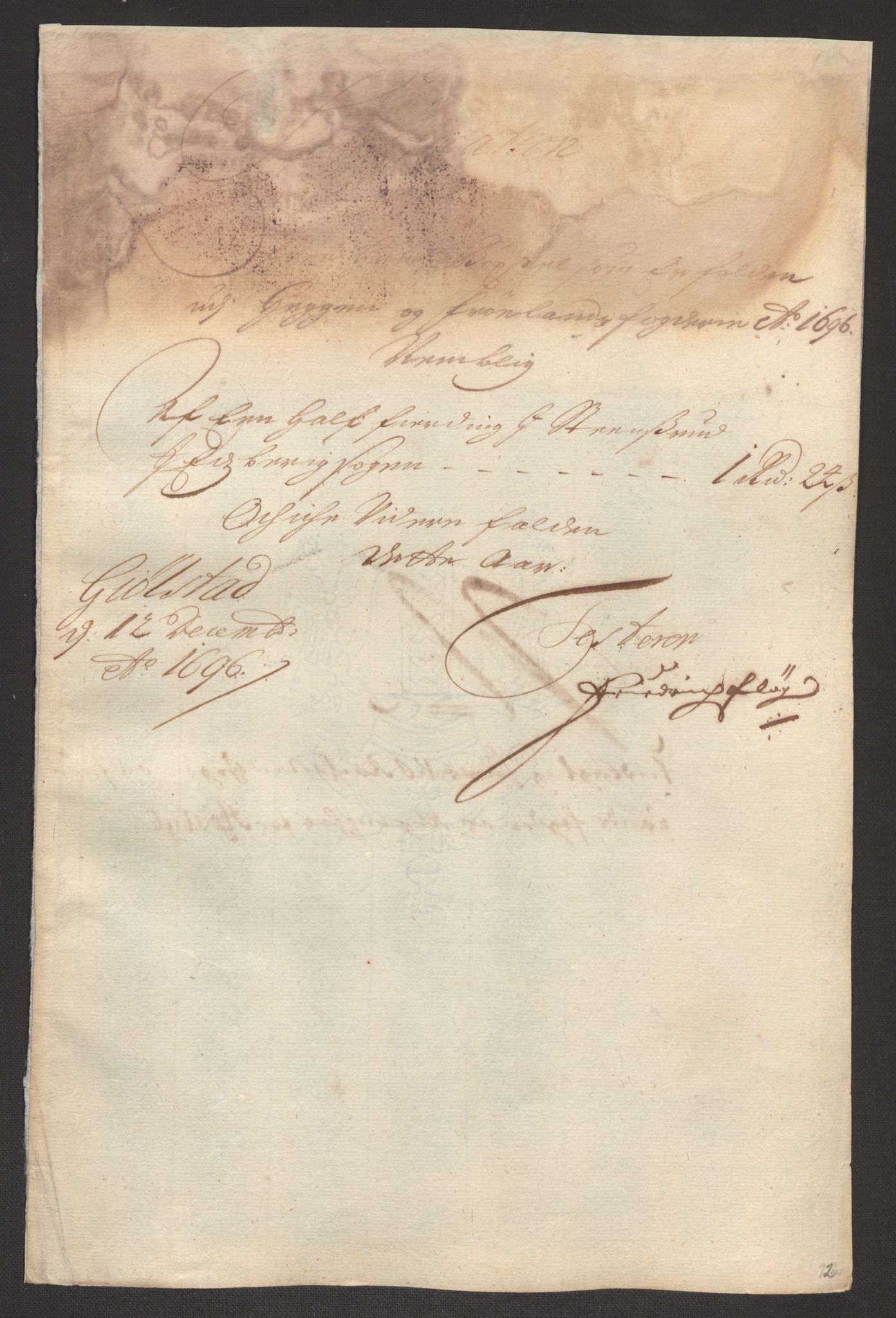 Rentekammeret inntil 1814, Reviderte regnskaper, Fogderegnskap, AV/RA-EA-4092/R07/L0286: Fogderegnskap Rakkestad, Heggen og Frøland, 1696, p. 29