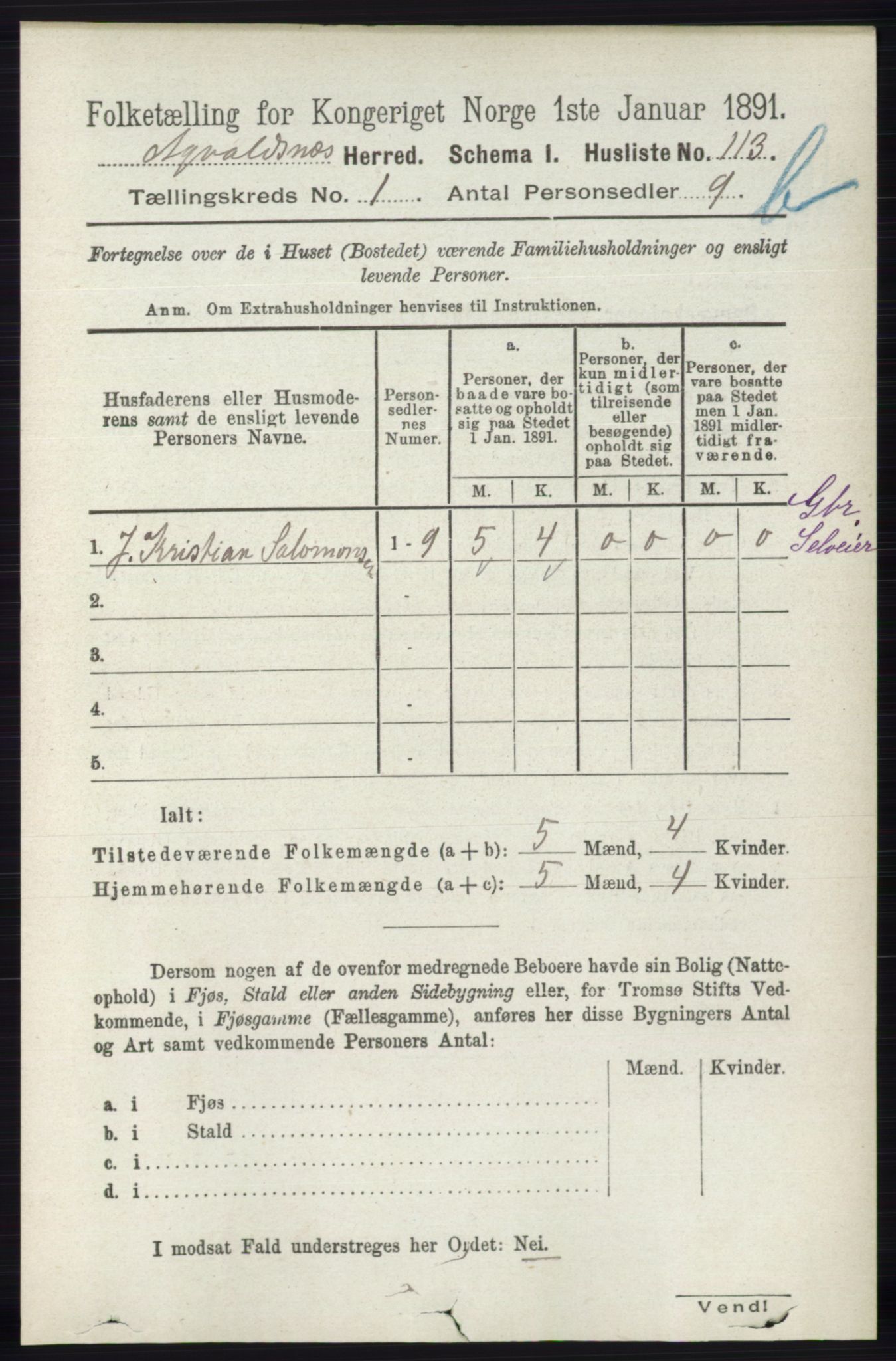 RA, 1891 census for 1147 Avaldsnes, 1891, p. 1241