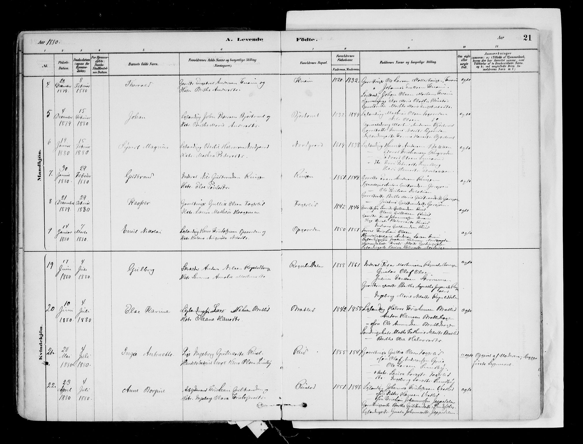 Hurdal prestekontor Kirkebøker, AV/SAO-A-10889/F/Fa/L0007: Parish register (official) no. I 7, 1878-1906, p. 21