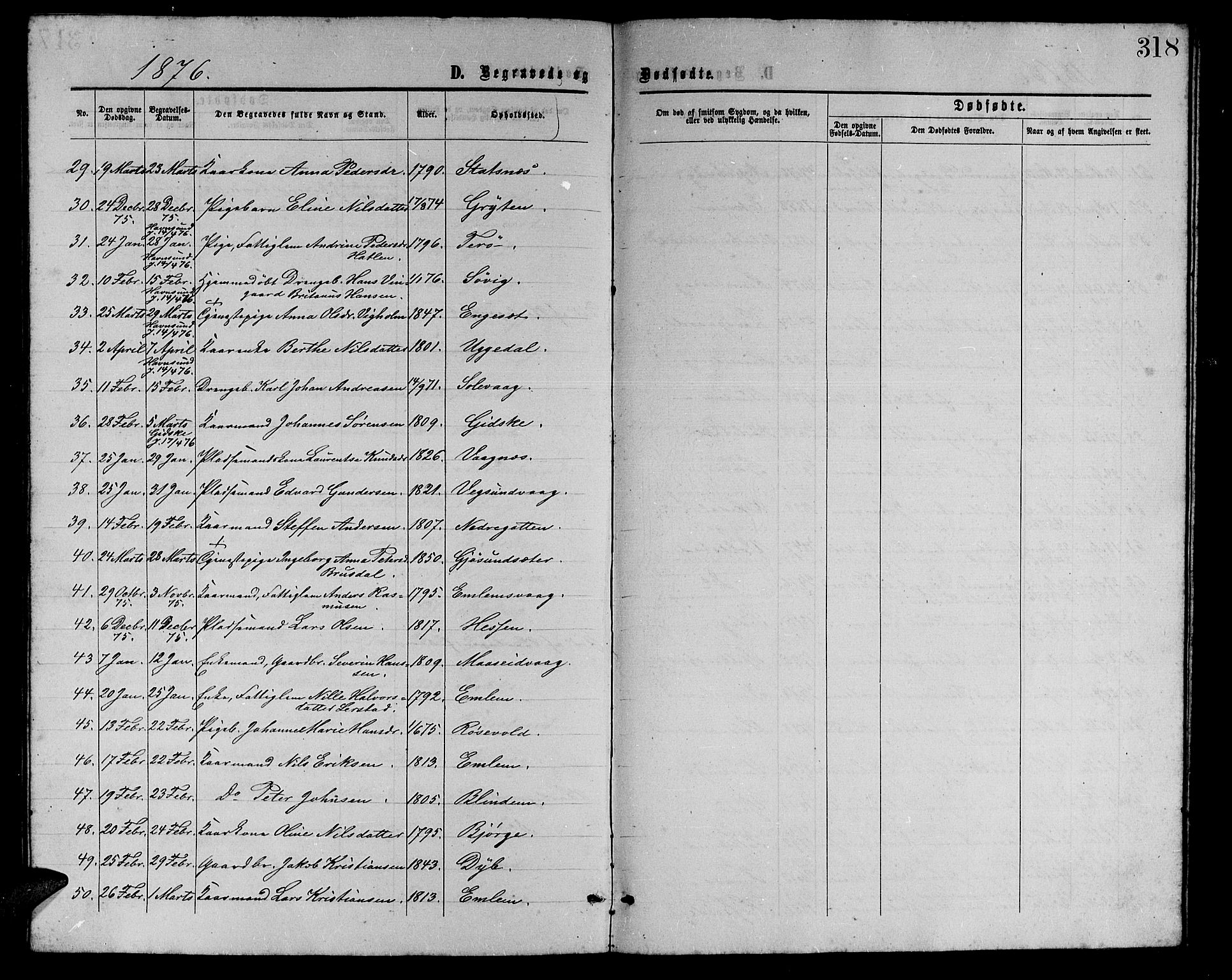 Ministerialprotokoller, klokkerbøker og fødselsregistre - Møre og Romsdal, AV/SAT-A-1454/528/L0428: Parish register (copy) no. 528C09, 1864-1880, p. 318