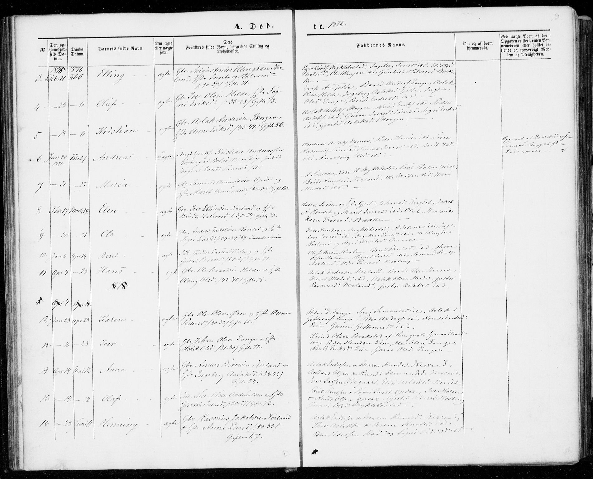 Ministerialprotokoller, klokkerbøker og fødselsregistre - Møre og Romsdal, AV/SAT-A-1454/554/L0643: Parish register (official) no. 554A01, 1846-1879, p. 43