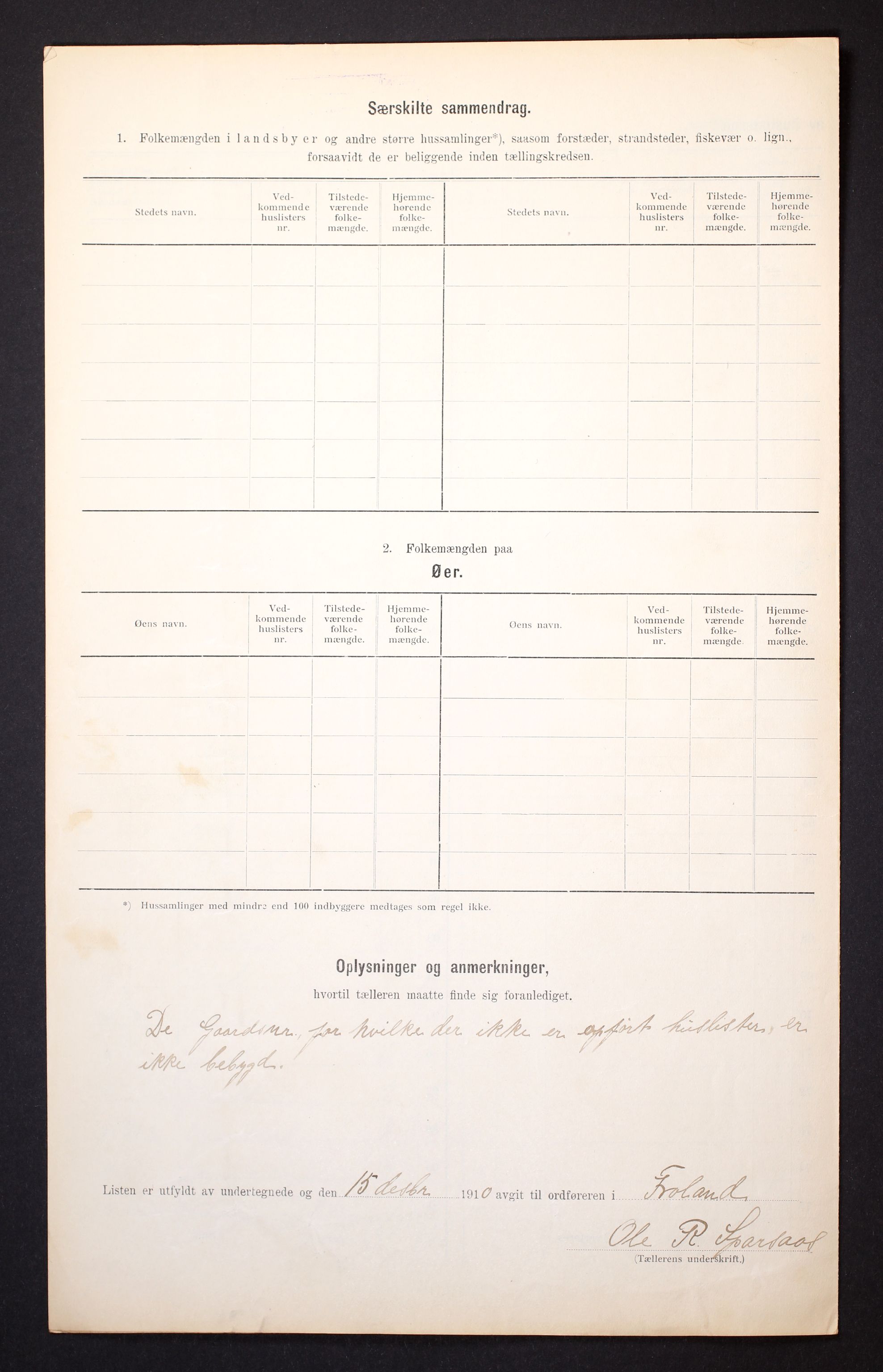 RA, 1910 census for Froland, 1910, p. 6