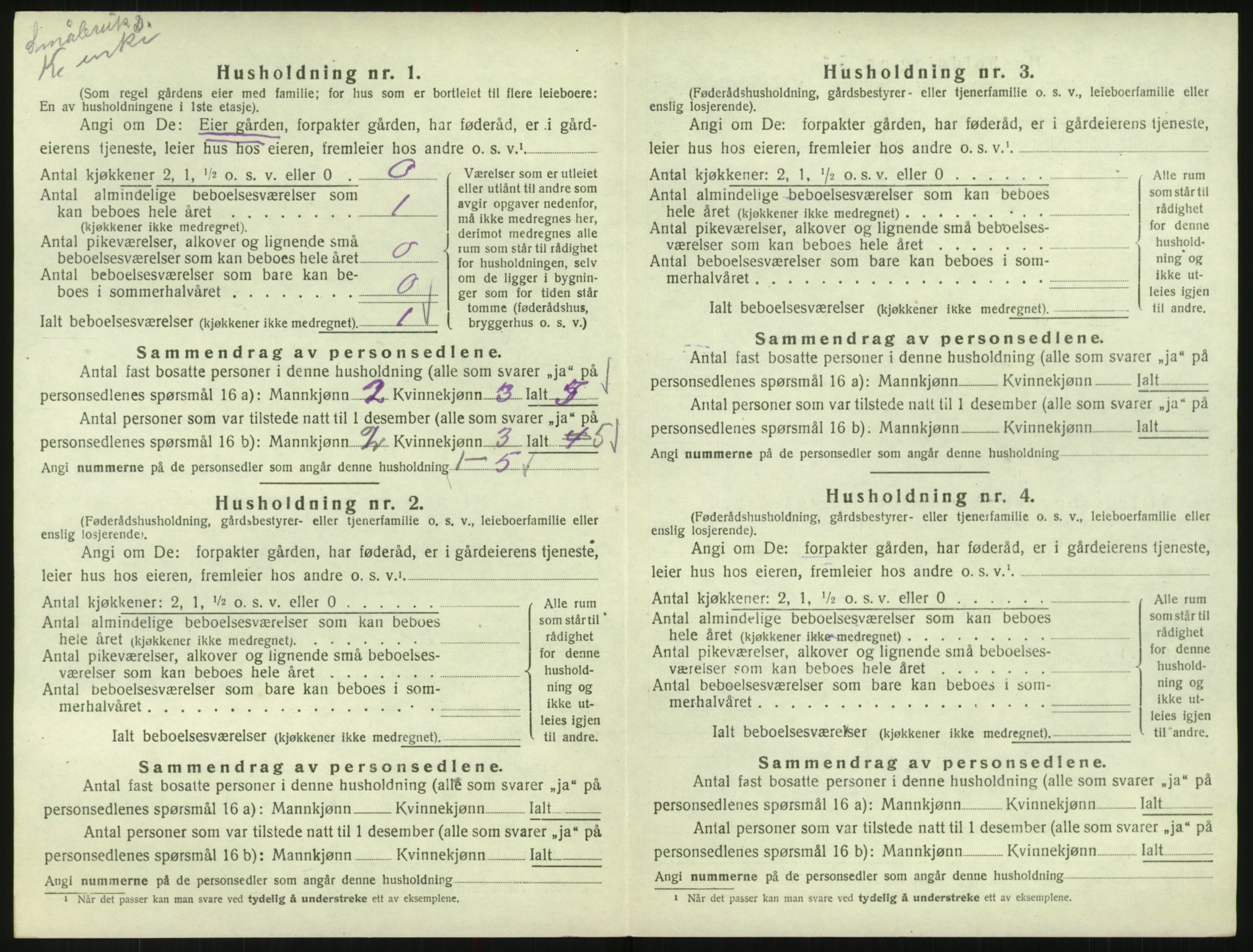 SAK, 1920 census for Bykle, 1920, p. 130