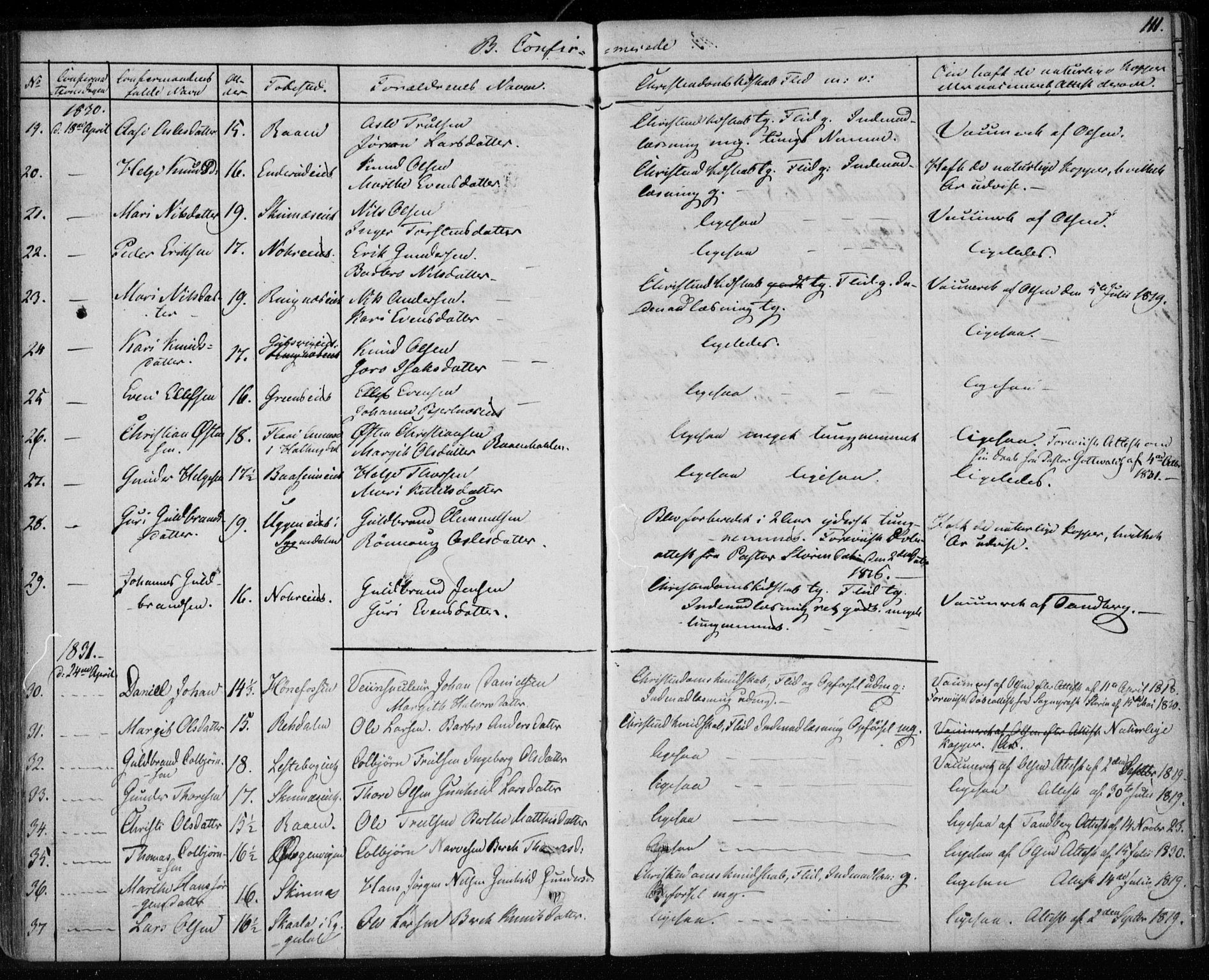 Krødsherad kirkebøker, AV/SAKO-A-19/F/Fa/L0002: Parish register (official) no. 2, 1829-1851, p. 111