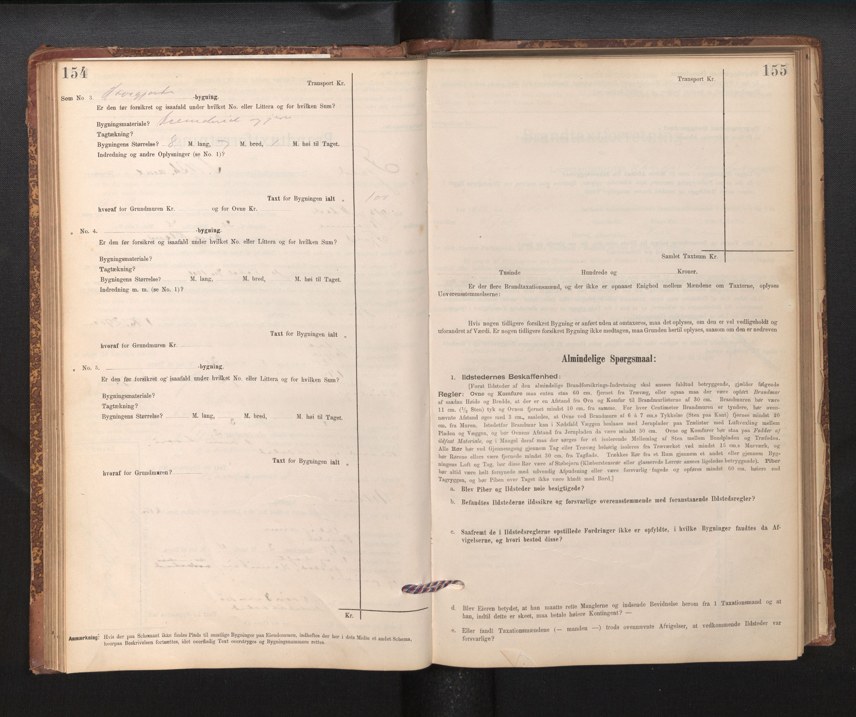 Lensmannen i Fjell, SAB/A-32301/0012/L0005: Branntakstprotokoll, skjematakst, 1895-1931, p. 154-155