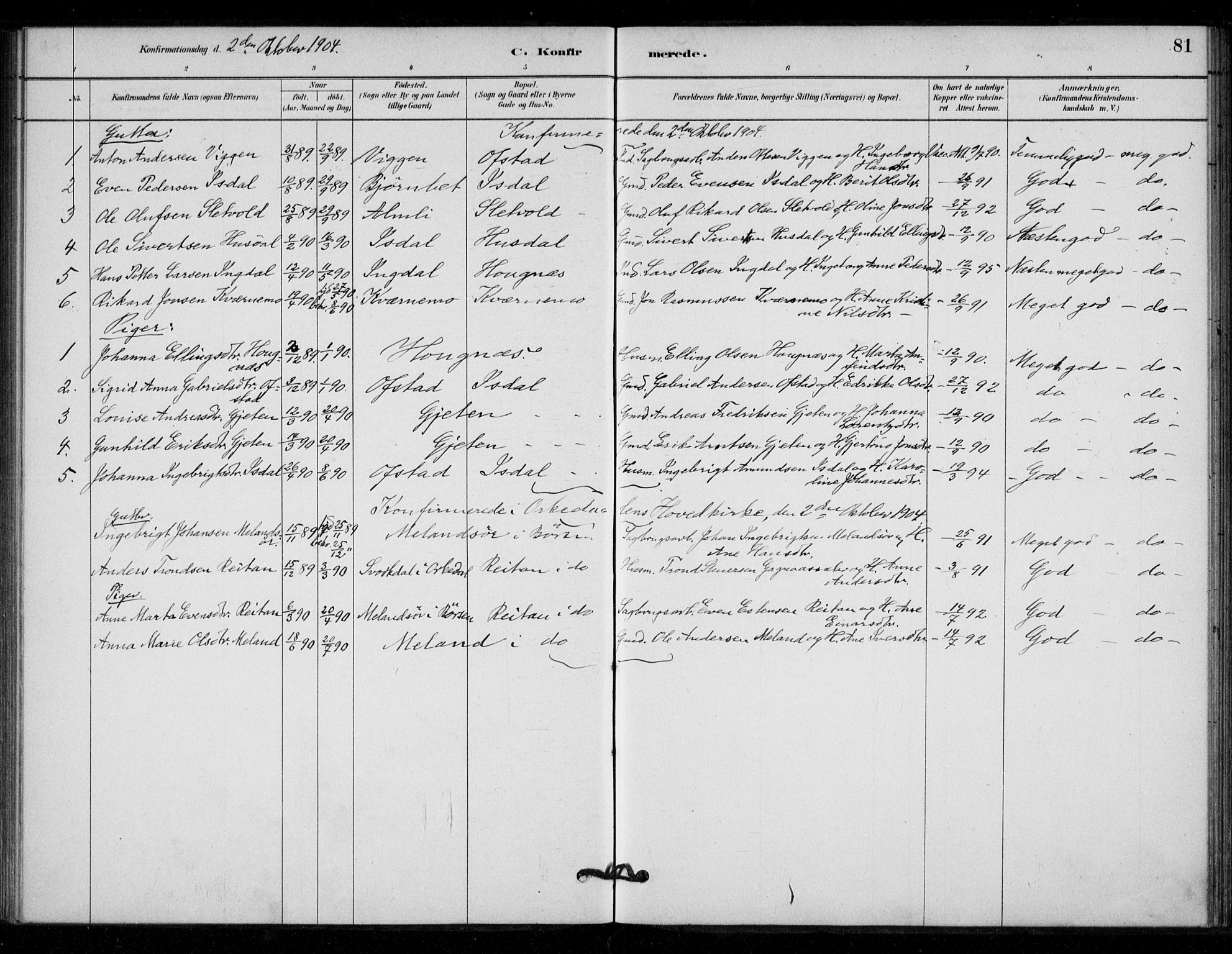 Ministerialprotokoller, klokkerbøker og fødselsregistre - Sør-Trøndelag, SAT/A-1456/670/L0836: Parish register (official) no. 670A01, 1879-1904, p. 81