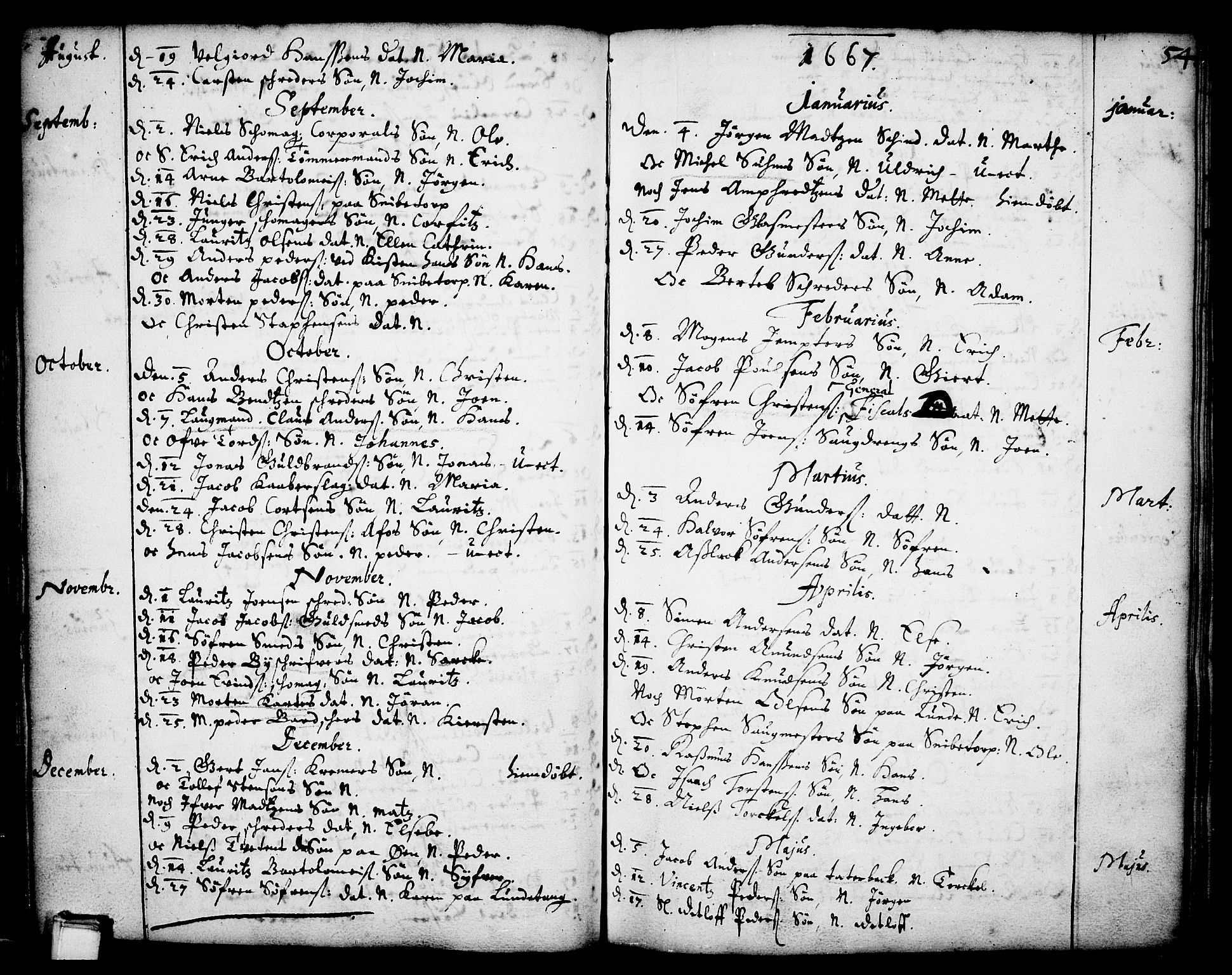 Skien kirkebøker, SAKO/A-302/F/Fa/L0001: Parish register (official) no. 1, 1659-1679, p. 54