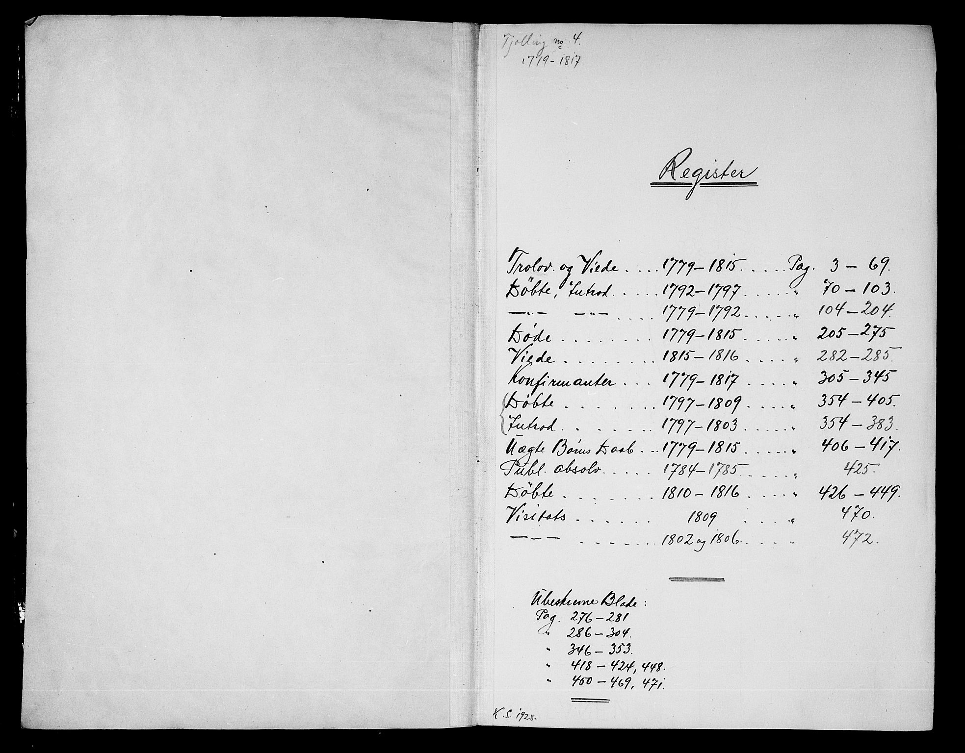 Tjølling kirkebøker, SAKO/A-60/F/Fa/L0004: Parish register (official) no. 4, 1779-1817