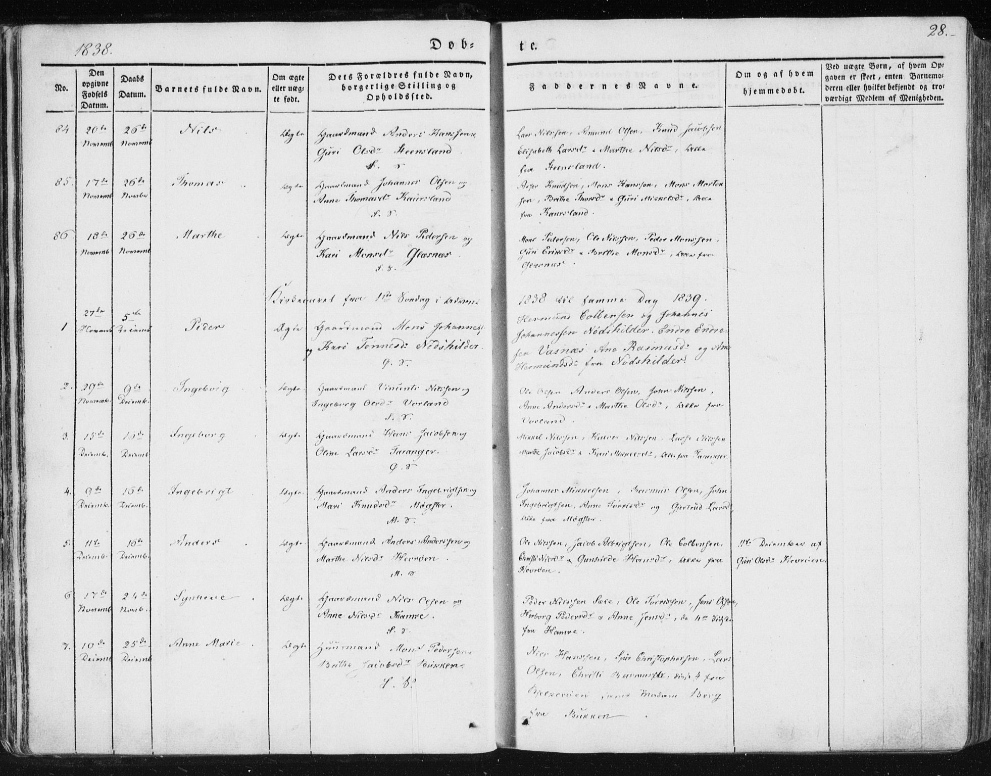 Sund sokneprestembete, AV/SAB-A-99930: Parish register (official) no. A 13, 1835-1849, p. 28