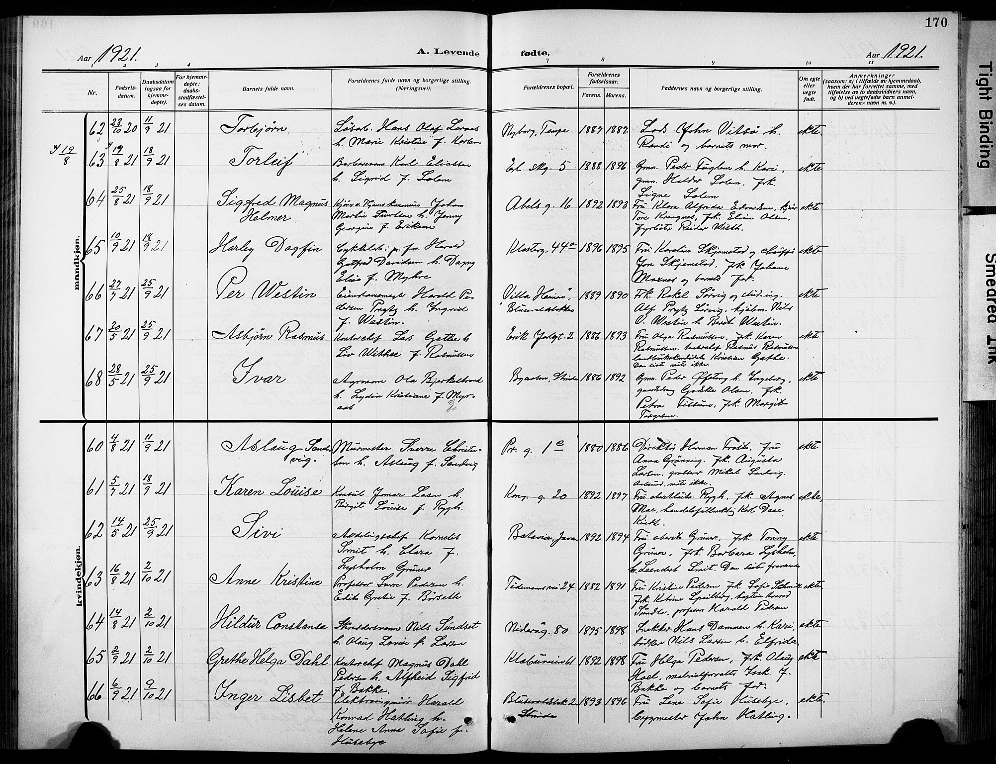 Ministerialprotokoller, klokkerbøker og fødselsregistre - Sør-Trøndelag, AV/SAT-A-1456/601/L0096: Parish register (copy) no. 601C14, 1911-1931, p. 170