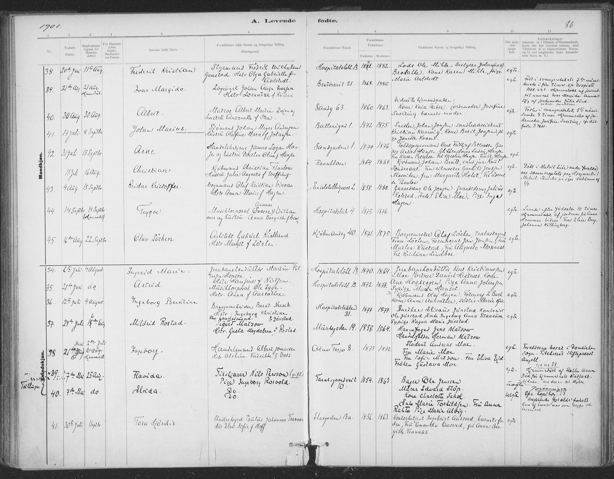 Ministerialprotokoller, klokkerbøker og fødselsregistre - Sør-Trøndelag, SAT/A-1456/602/L0122: Parish register (official) no. 602A20, 1892-1908, p. 86