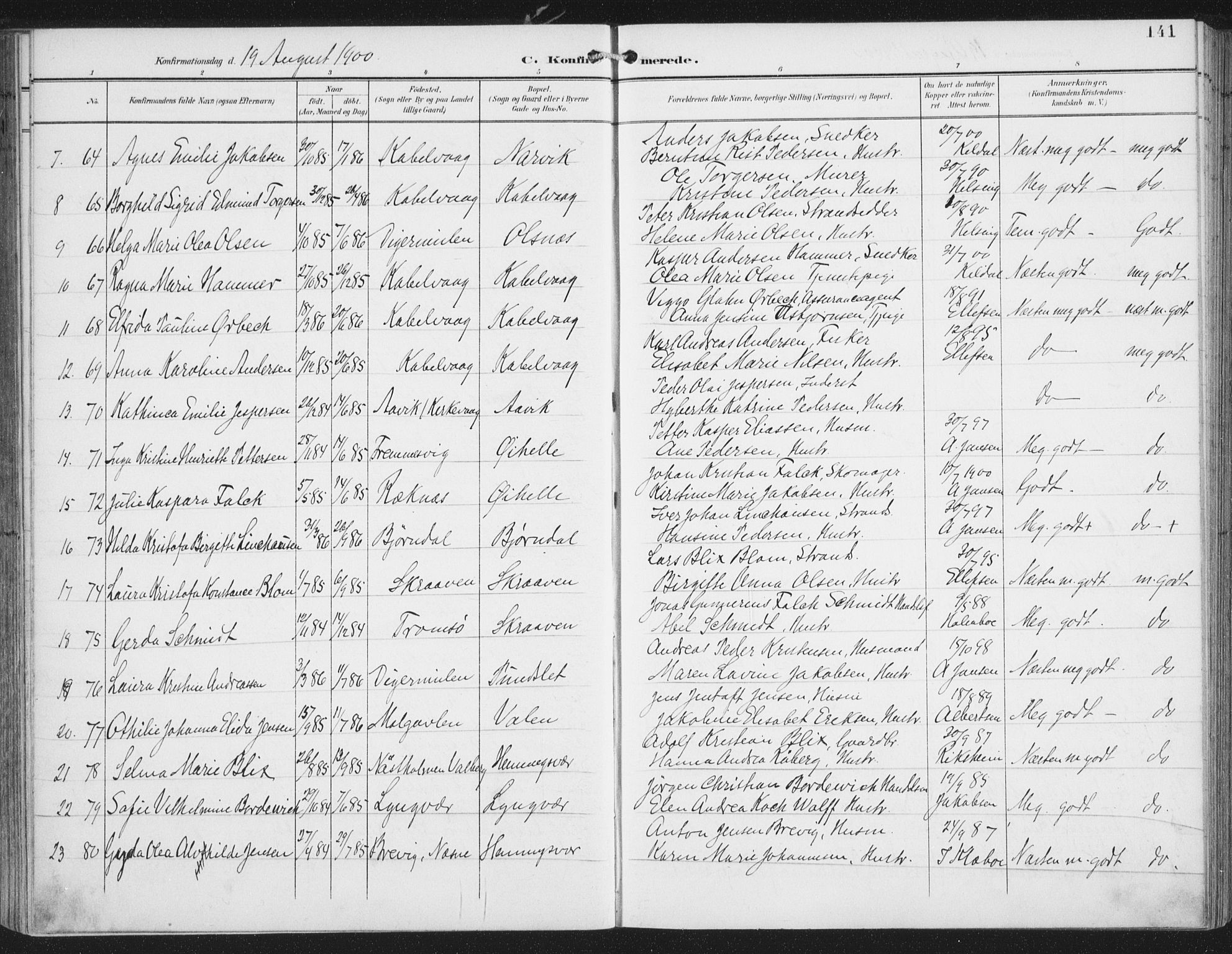 Ministerialprotokoller, klokkerbøker og fødselsregistre - Nordland, AV/SAT-A-1459/874/L1062: Parish register (official) no. 874A06, 1899-1907, p. 141