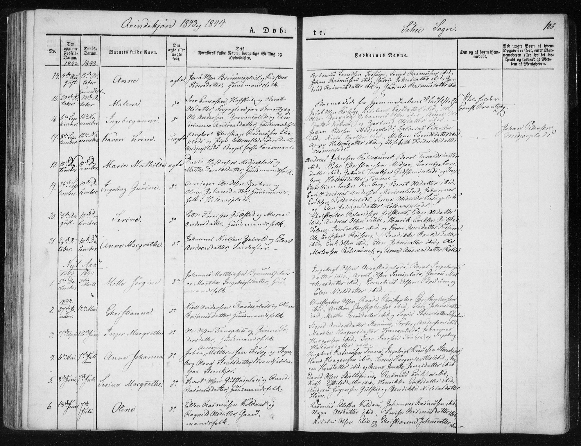 Ministerialprotokoller, klokkerbøker og fødselsregistre - Nord-Trøndelag, SAT/A-1458/735/L0339: Parish register (official) no. 735A06 /2, 1836-1848, p. 105