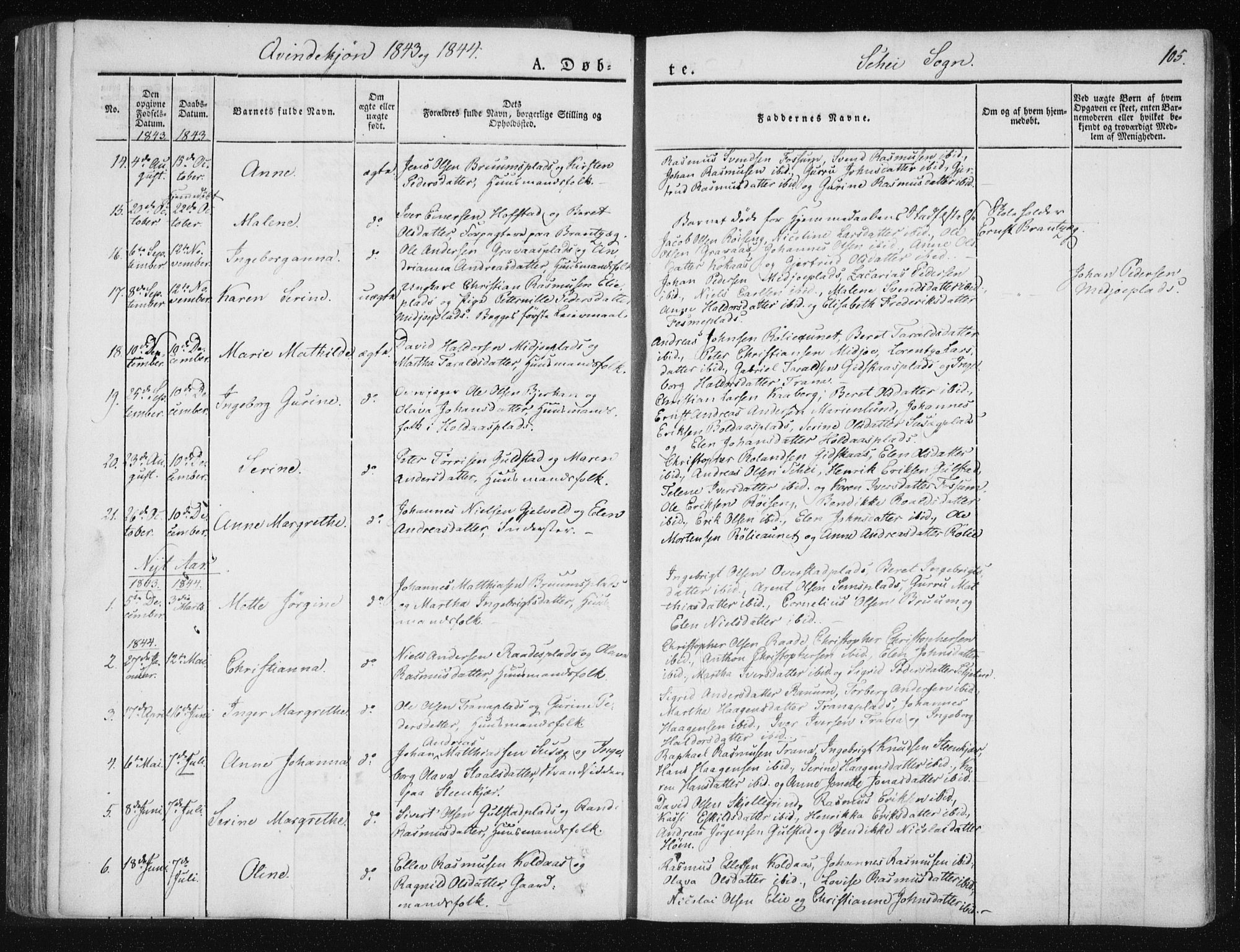 Ministerialprotokoller, klokkerbøker og fødselsregistre - Nord-Trøndelag, AV/SAT-A-1458/735/L0339: Parish register (official) no. 735A06 /2, 1836-1848, p. 105