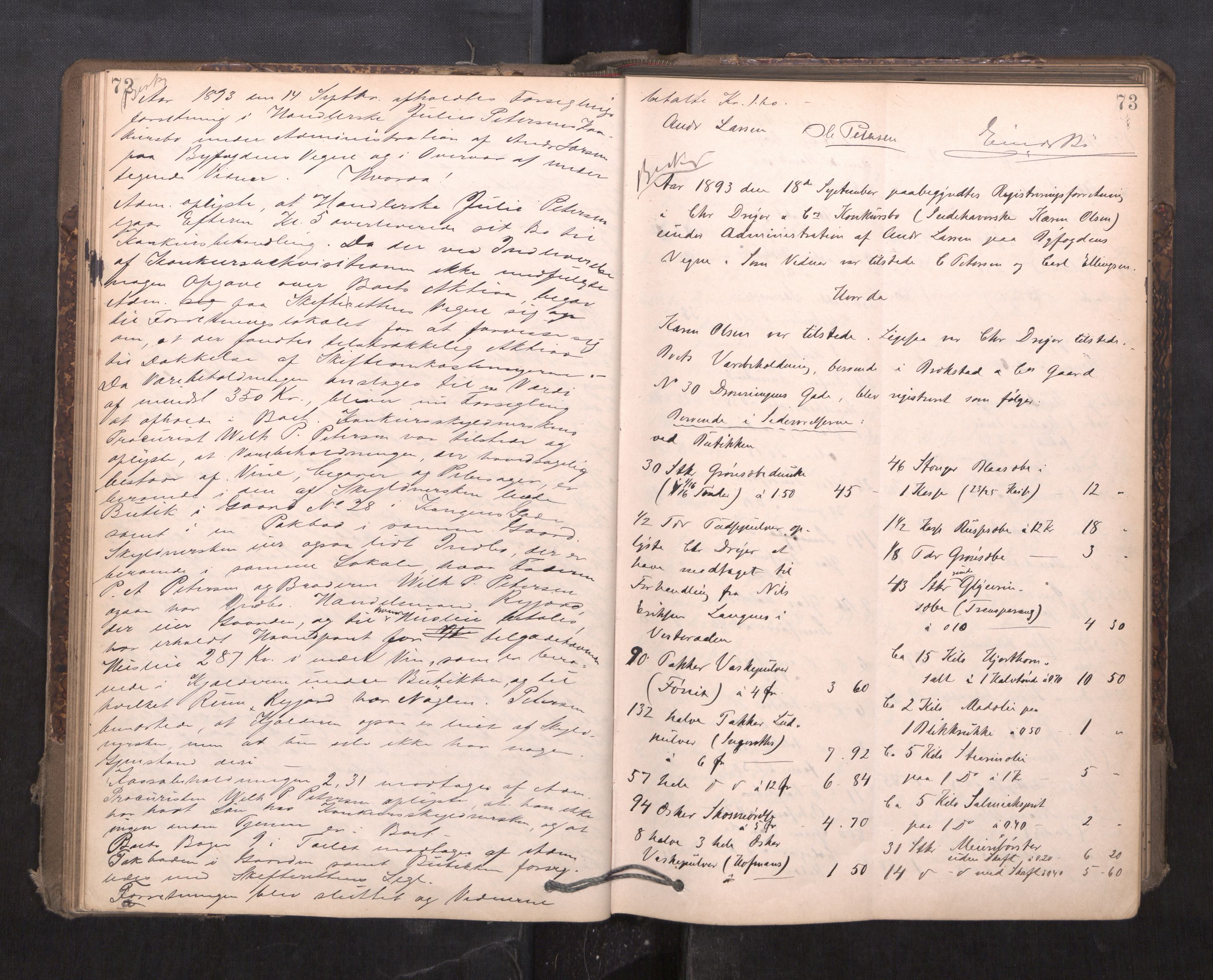 Trondheim byfogd, AV/SAT-A-0003/1/3/3C/L0015: Skifteregistreringsprotokoll - 24/2-21/3 (u/ register), 1893-1899, p. 72-73
