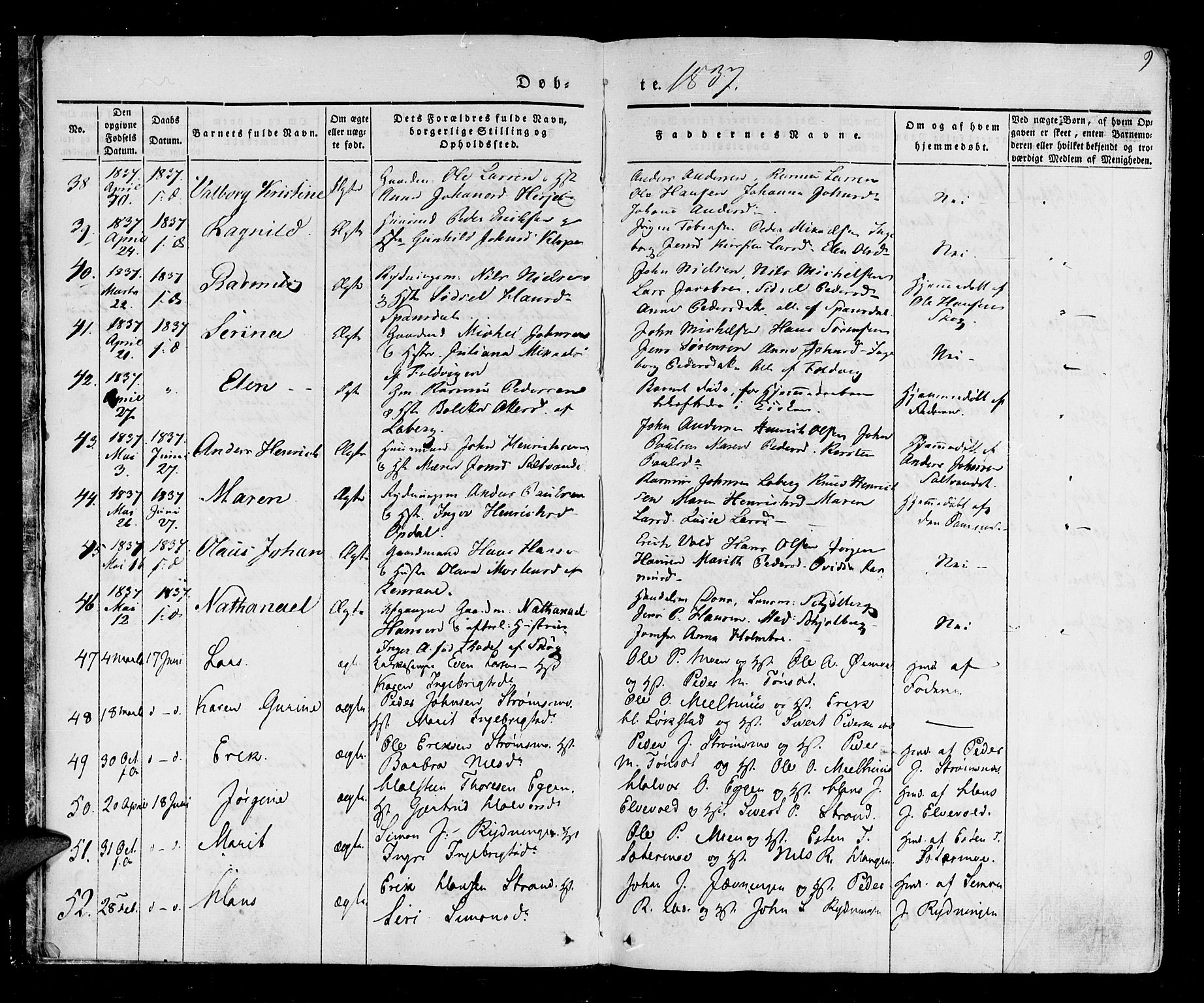 Ibestad sokneprestembete, AV/SATØ-S-0077/H/Ha/Haa/L0006kirke: Parish register (official) no. 6, 1837-1850, p. 9