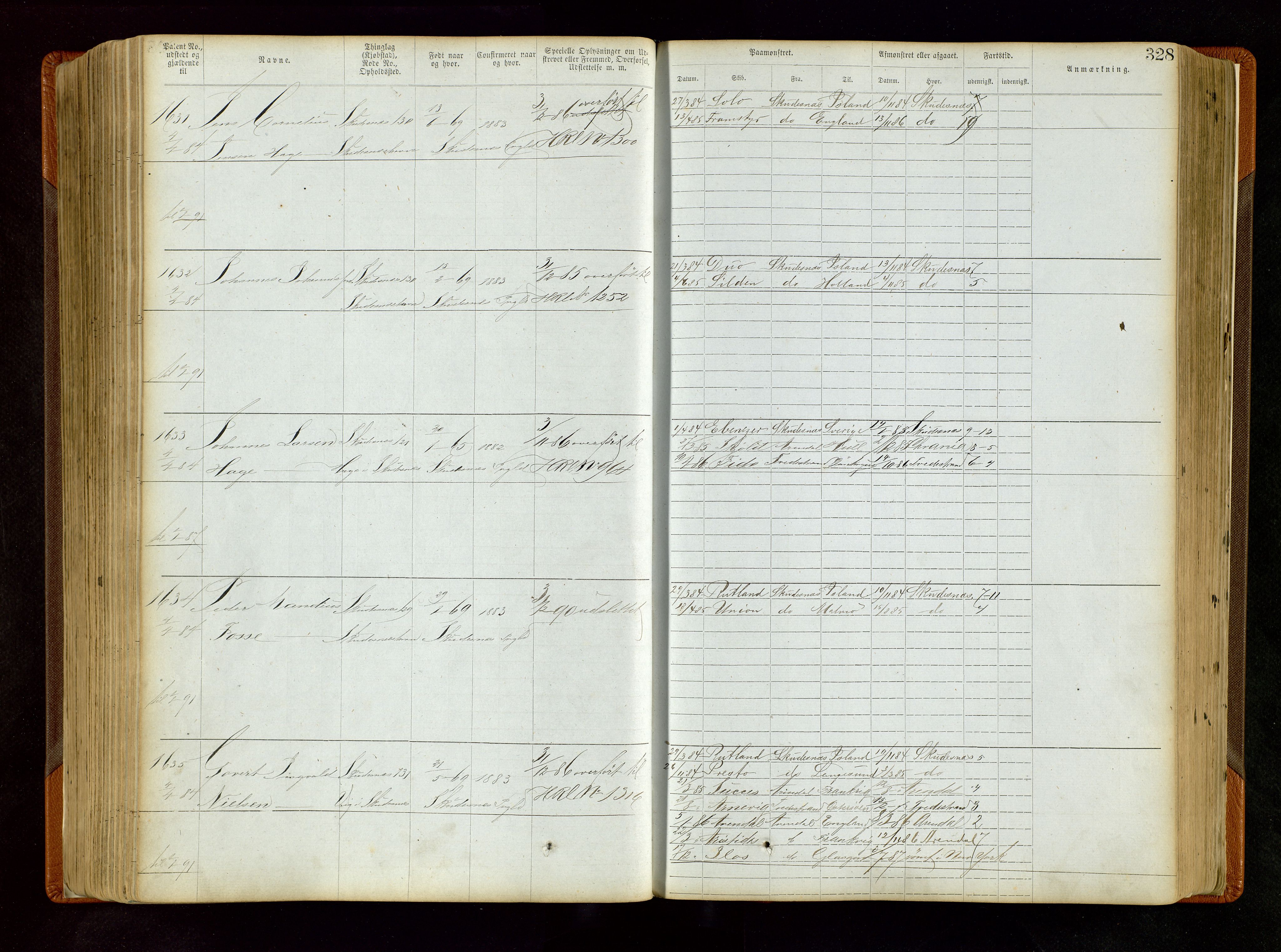 Haugesund sjømannskontor, AV/SAST-A-102007/F/Ff/L0001: Sjøfartsrulle Skudenes krets nr 1-2742, 1868-1948, p. 328