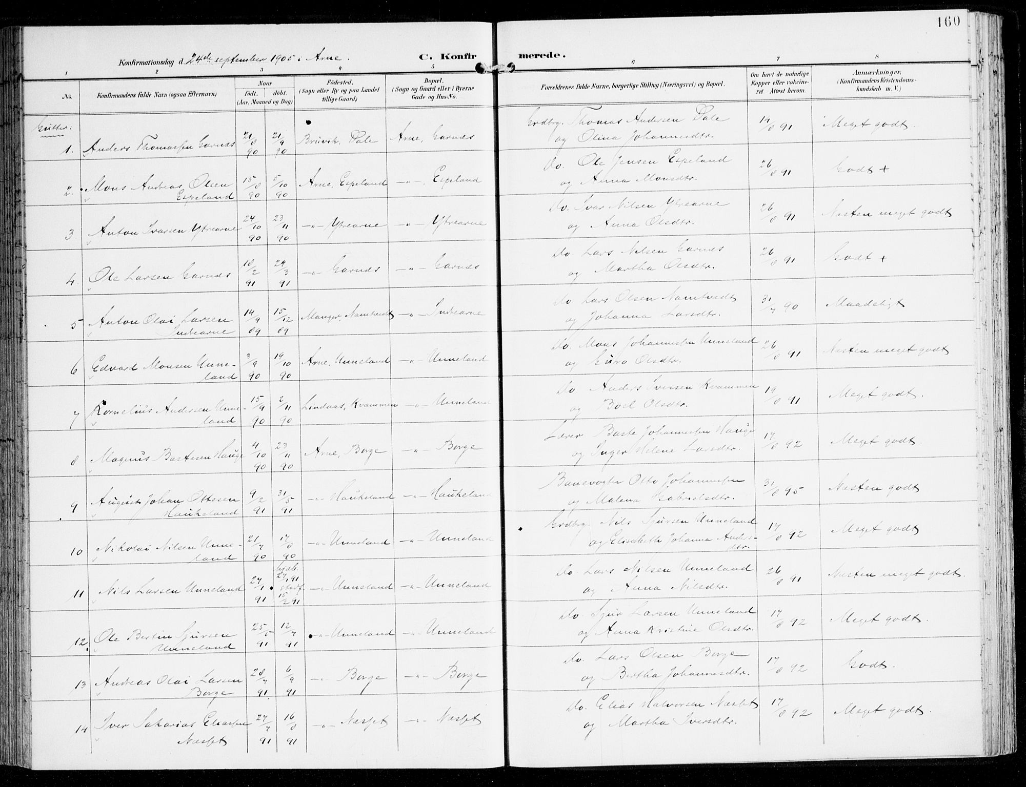 Haus sokneprestembete, SAB/A-75601/H/Haa: Parish register (official) no. D 2, 1899-1912, p. 160
