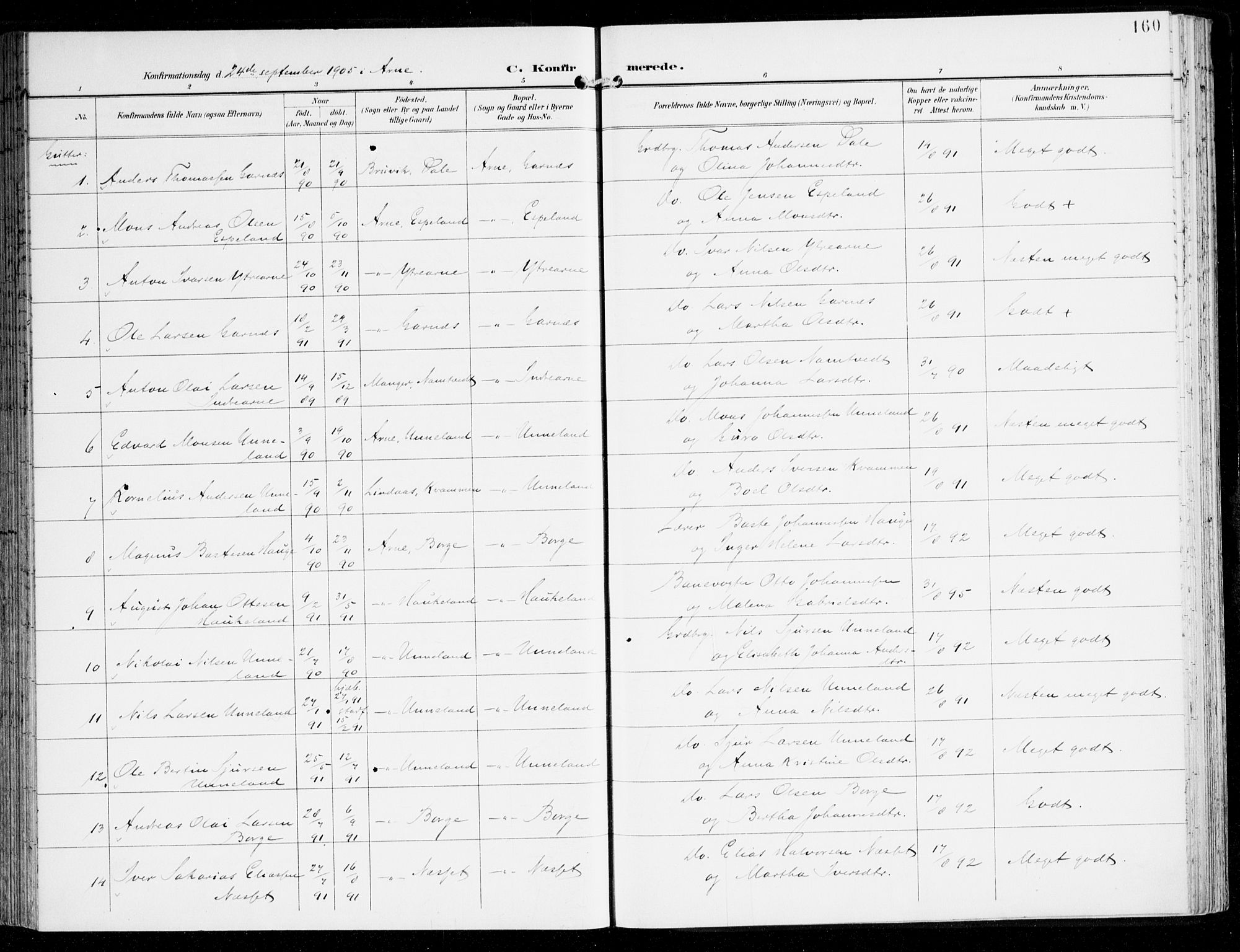 Haus sokneprestembete, AV/SAB-A-75601/H/Haa: Parish register (official) no. D 2, 1899-1912, p. 160