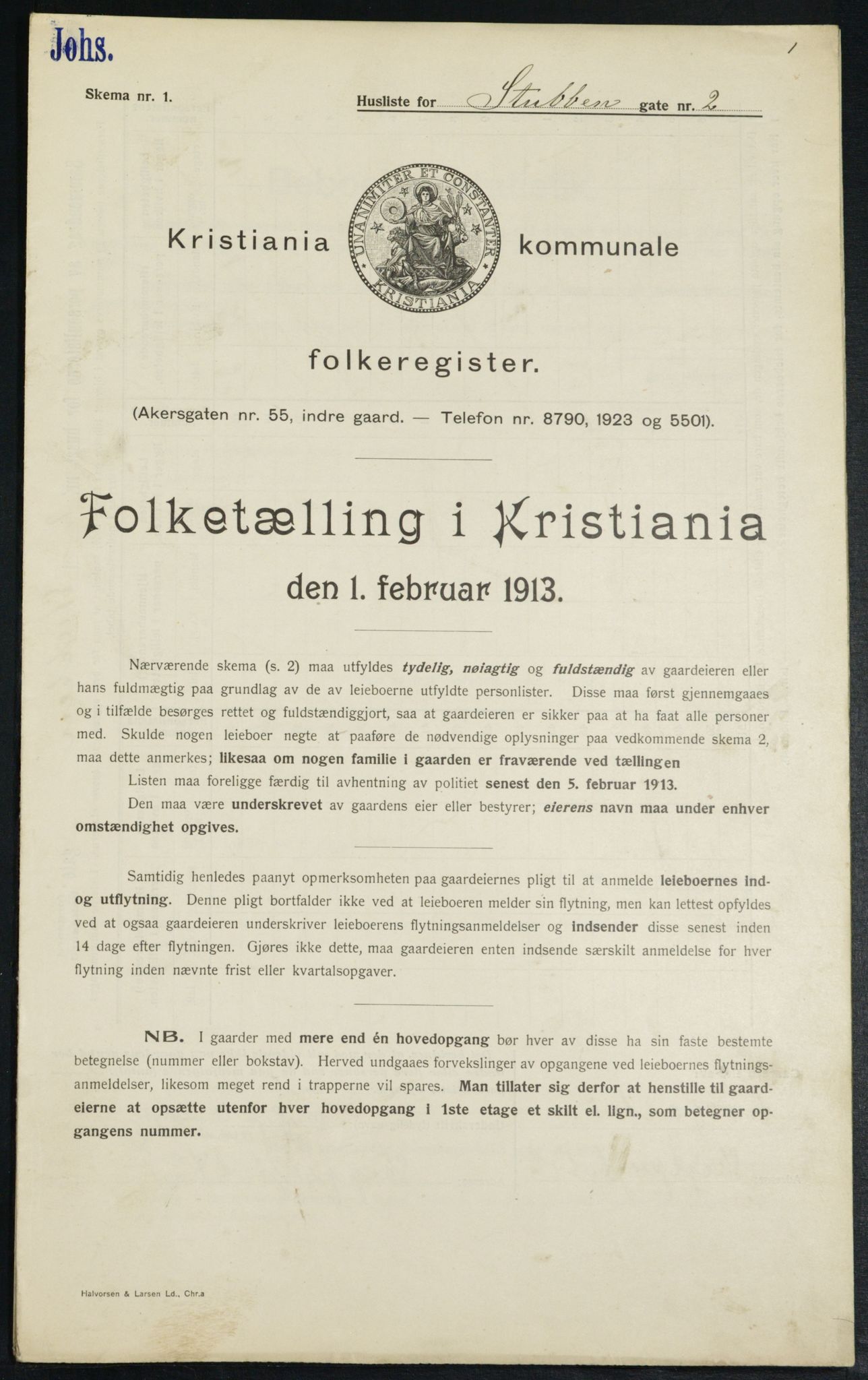 OBA, Municipal Census 1913 for Kristiania, 1913, p. 104531