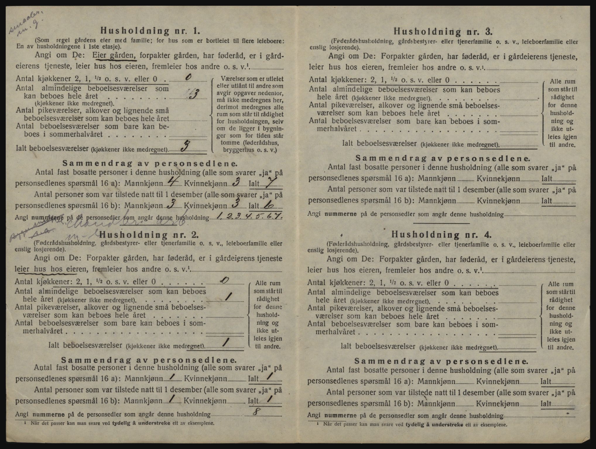 SAT, 1920 census for Rennebu, 1920, p. 43