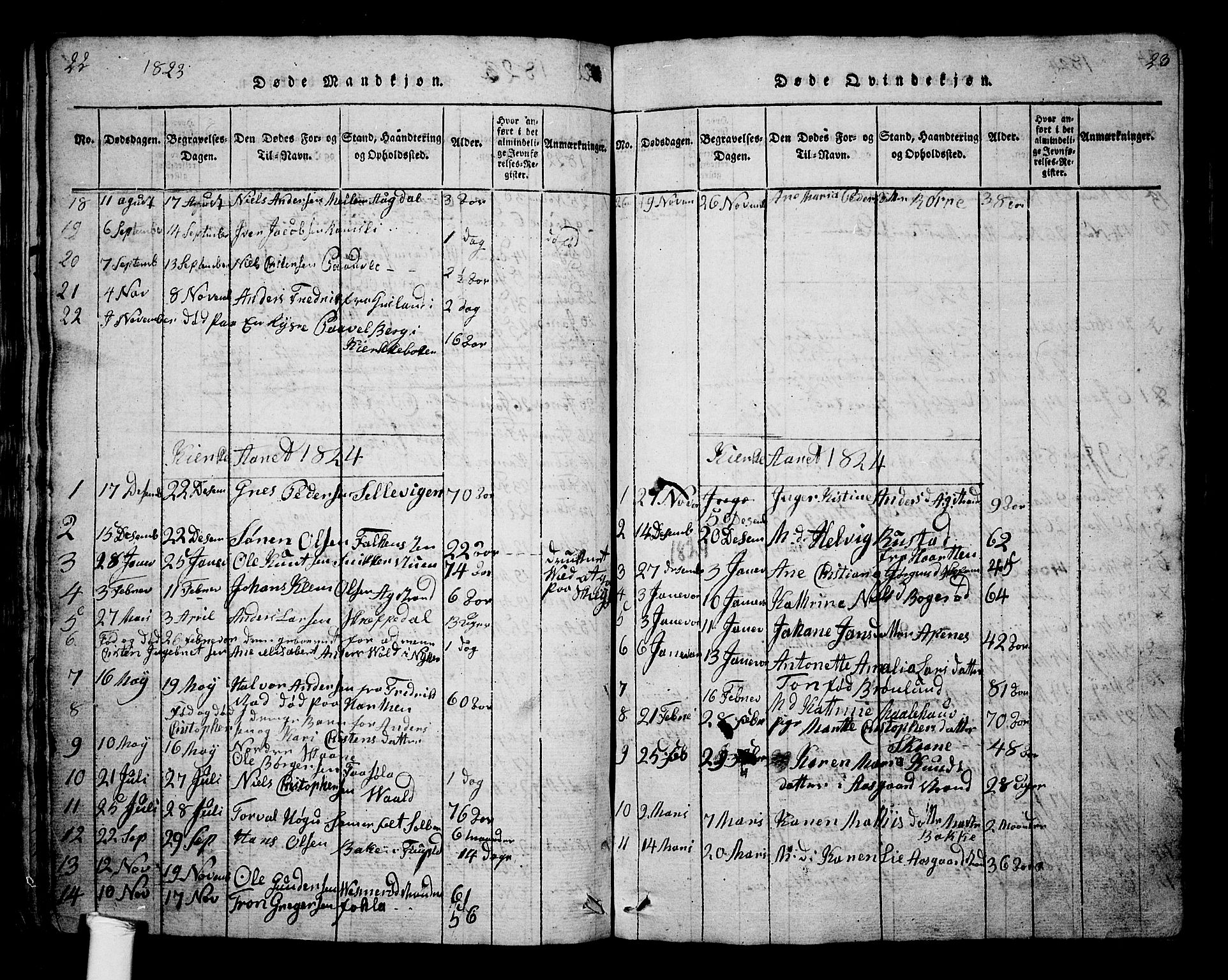 Borre kirkebøker, SAKO/A-338/G/Ga/L0001: Parish register (copy) no. I 1, 1815-1851, p. 22-23