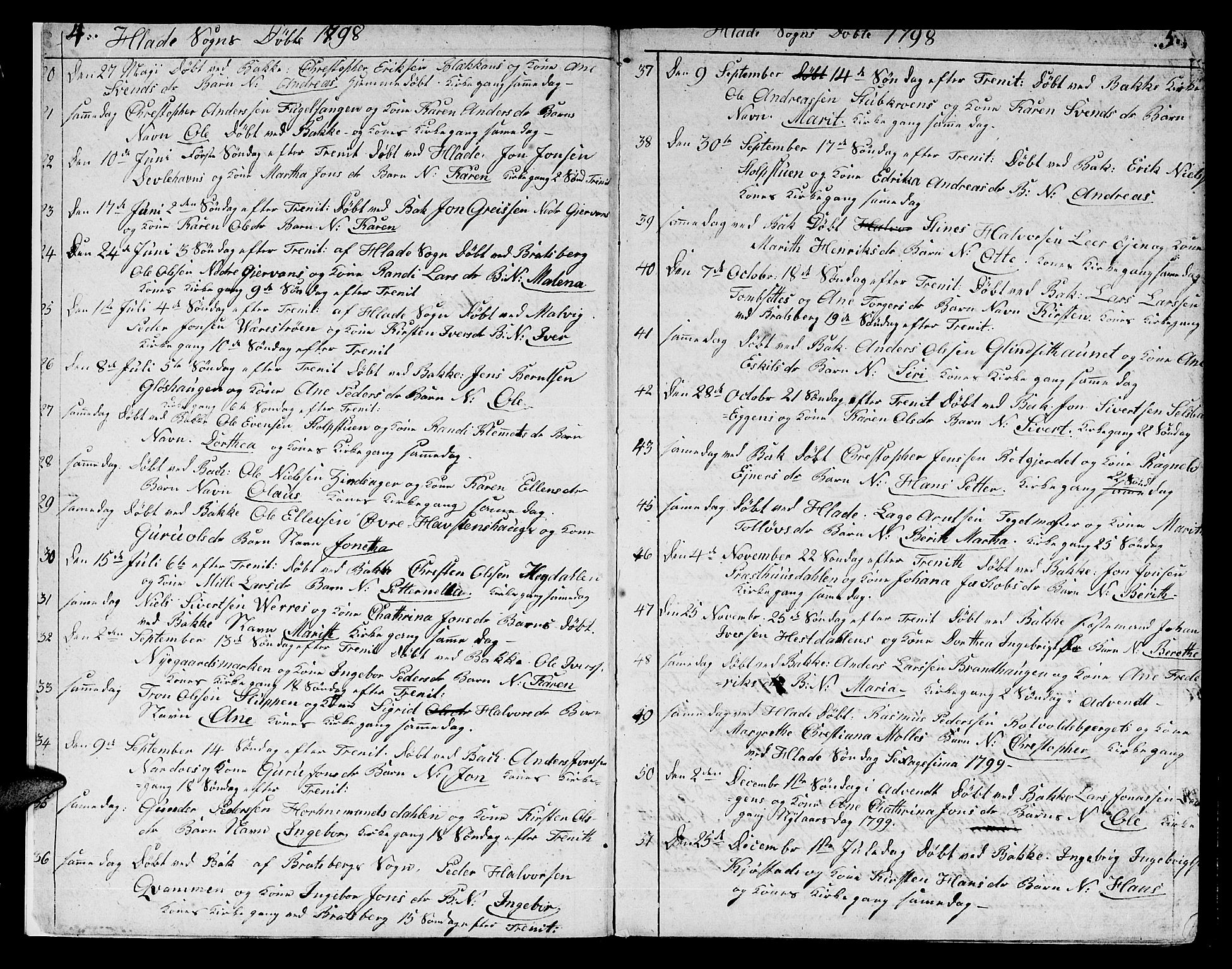 Ministerialprotokoller, klokkerbøker og fødselsregistre - Sør-Trøndelag, SAT/A-1456/606/L0306: Parish register (copy) no. 606C02, 1797-1829, p. 4-5