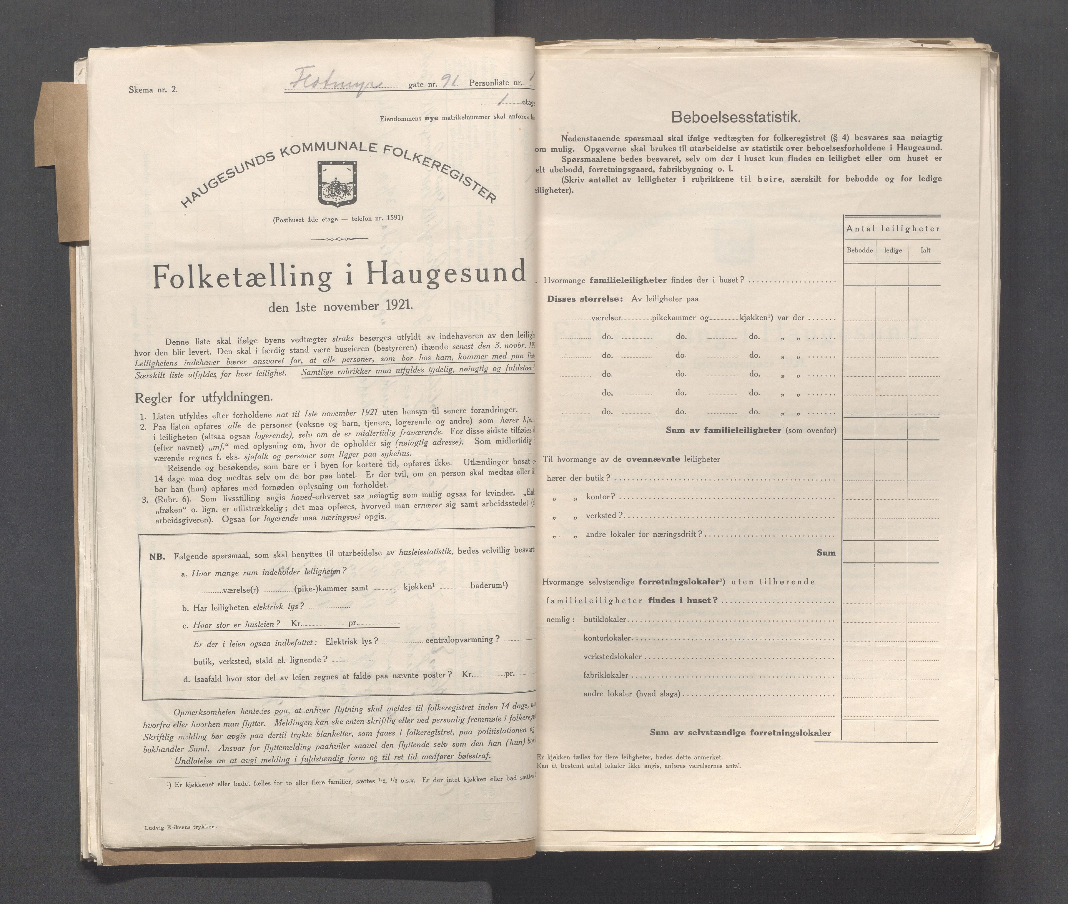 IKAR, Local census 1.11.1921 for Haugesund, 1921, p. 826