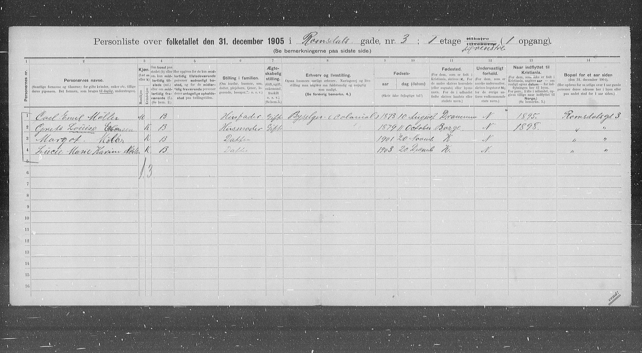 OBA, Municipal Census 1905 for Kristiania, 1905, p. 43817