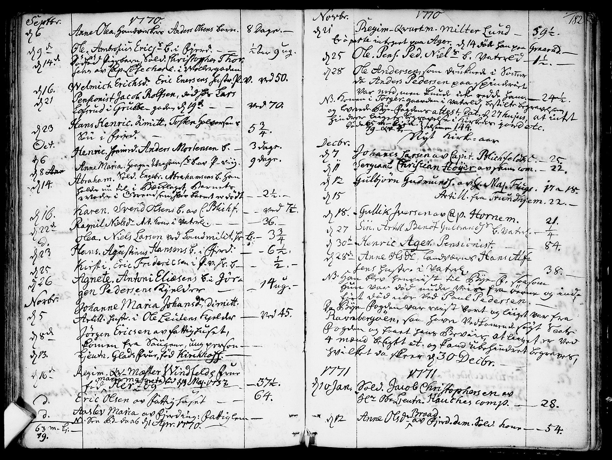 Garnisonsmenigheten Kirkebøker, AV/SAO-A-10846/F/Fa/L0002: Parish register (official) no. 2, 1757-1776, p. 182