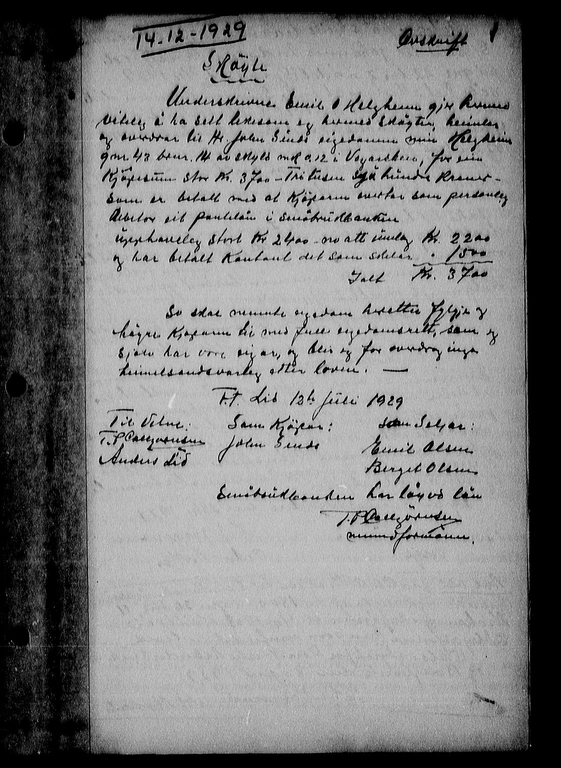 Holt sorenskriveri, AV/SAK-1221-0002/G/Gba/L0038: Mortgage book no. 38, 1929-1930, p. 0-1