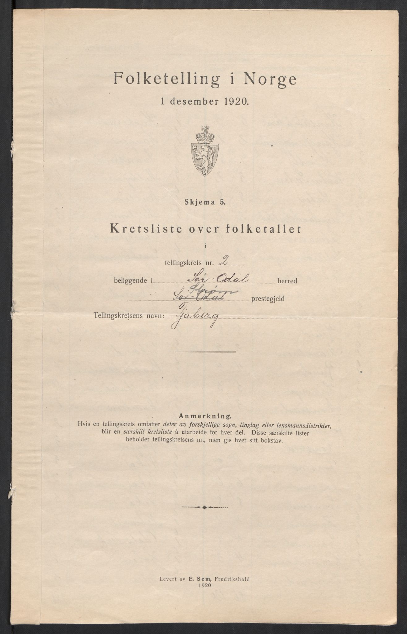 SAH, 1920 census for Sør-Odal, 1920, p. 9