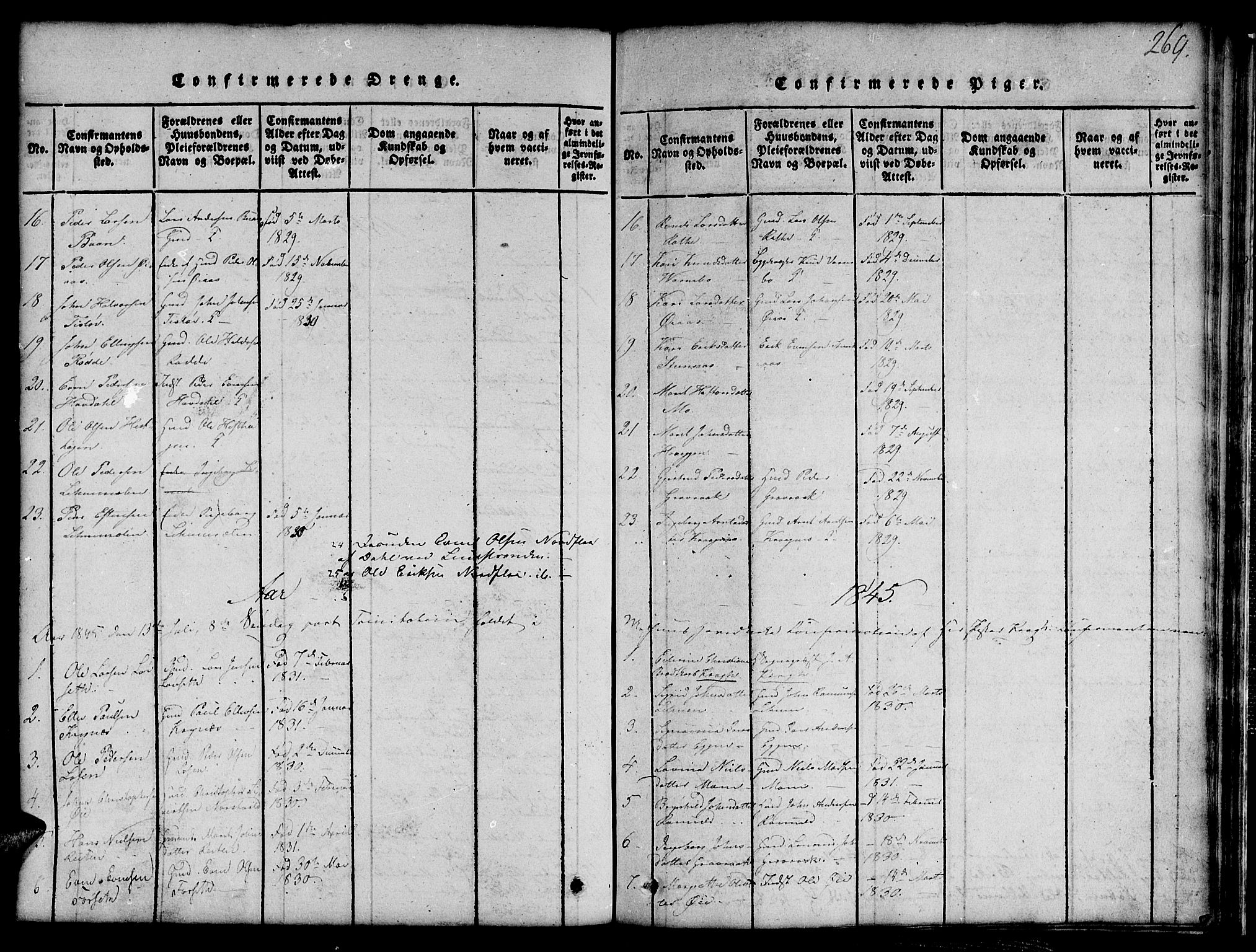 Ministerialprotokoller, klokkerbøker og fødselsregistre - Sør-Trøndelag, SAT/A-1456/691/L1092: Parish register (copy) no. 691C03, 1816-1852, p. 269