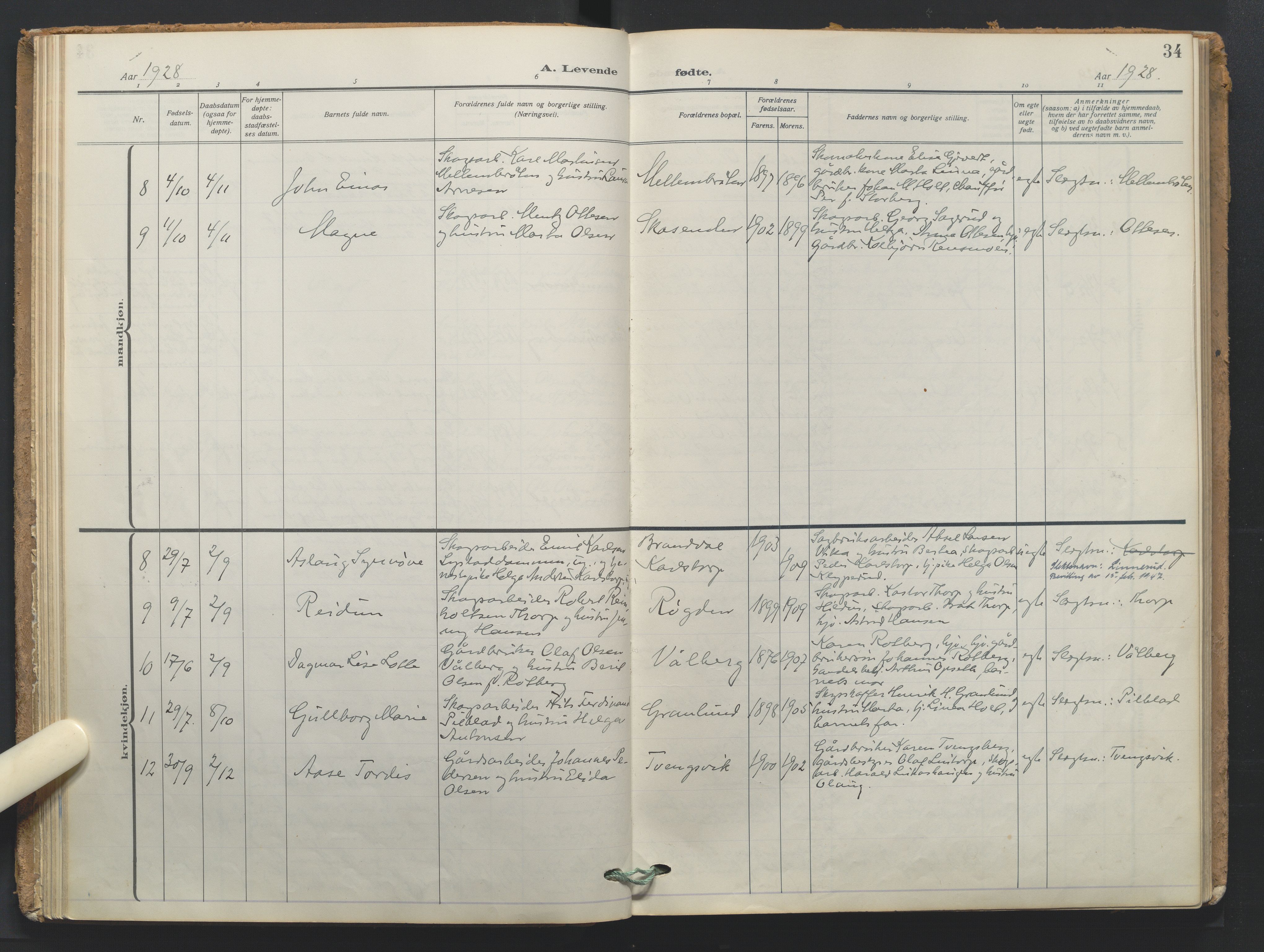 Grue prestekontor, AV/SAH-PREST-036/H/Ha/Haa/L0016: Parish register (official) no. 16, 1916-1947, p. 34