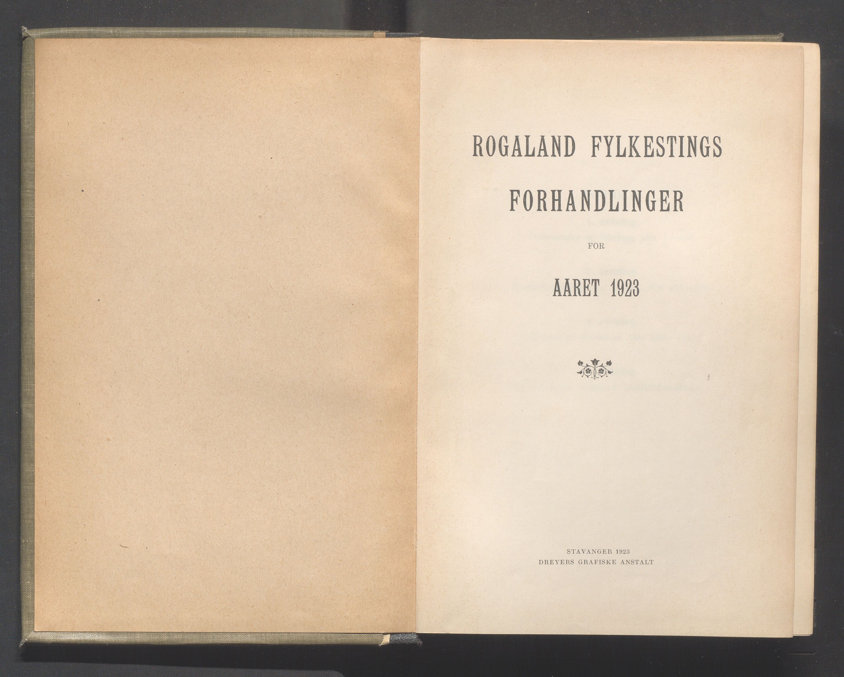 Rogaland fylkeskommune - Fylkesrådmannen , IKAR/A-900/A/Aa/Aaa/L0042: Møtebok , 1923, p. I